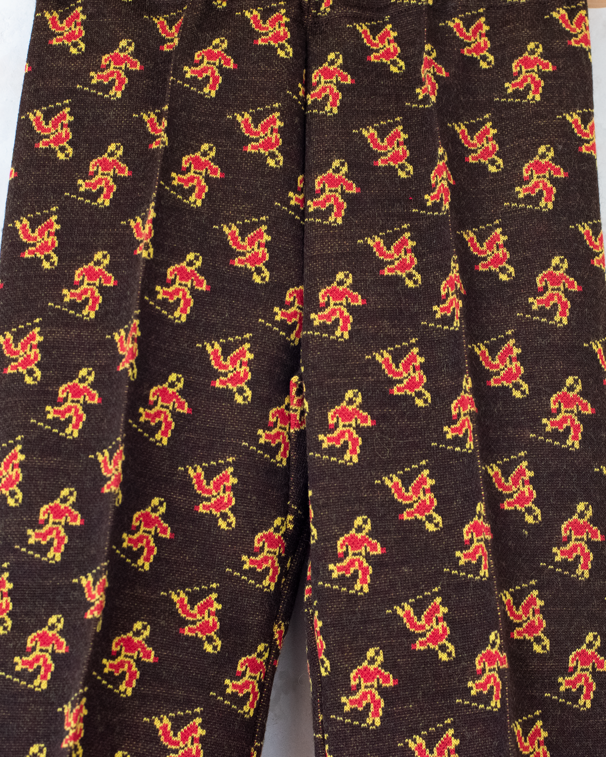 Brown pants with skiers | Dead stock from France | 12-18 months 