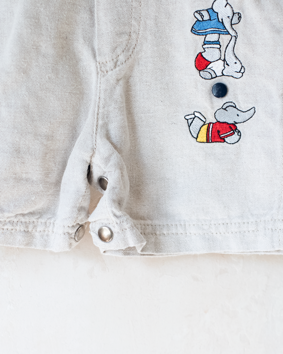Linen overalls with King Bebar embroidery | 9-12 months