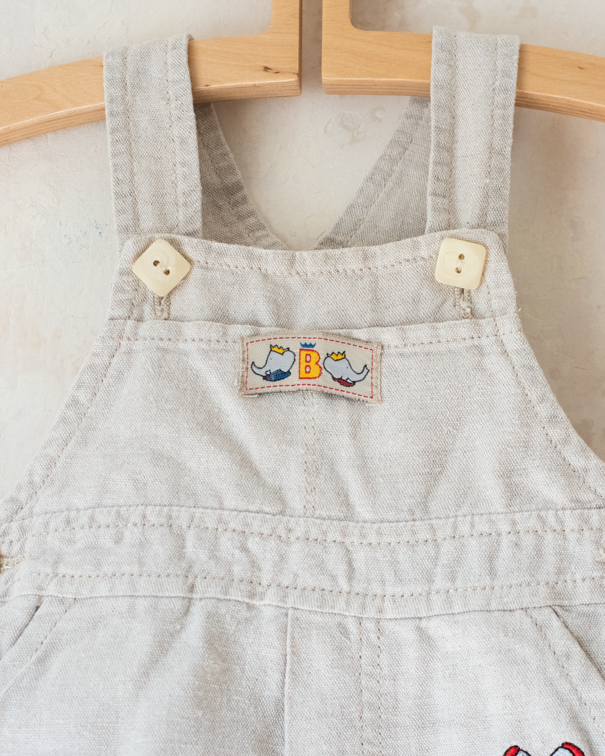 Linen overalls with King Bebar embroidery | 9-12 months