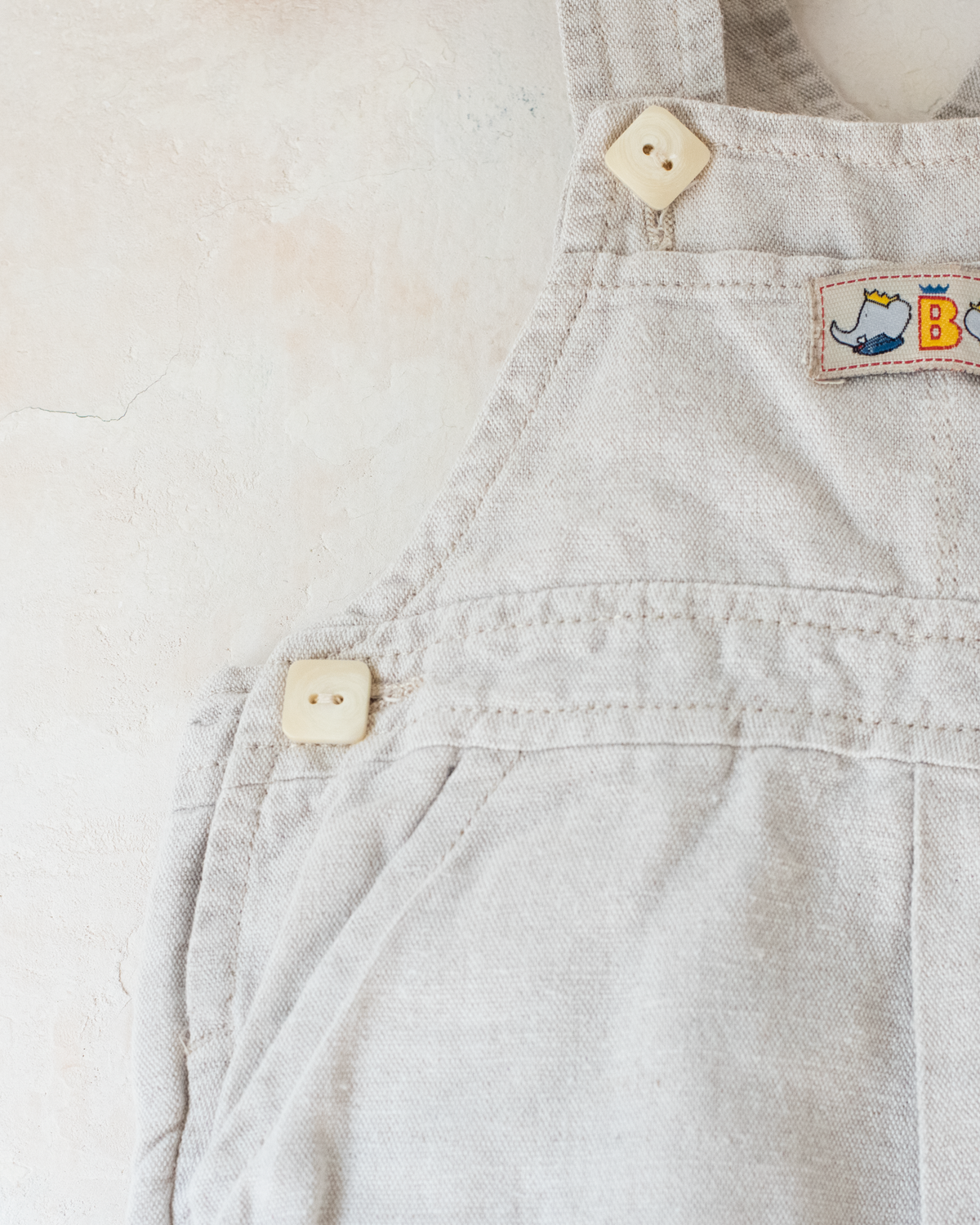 Linen overalls with King Bebar embroidery | 9-12 months