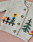 קרדיגן צמר עם ציפורים ופטריה | 9-12 חודשים