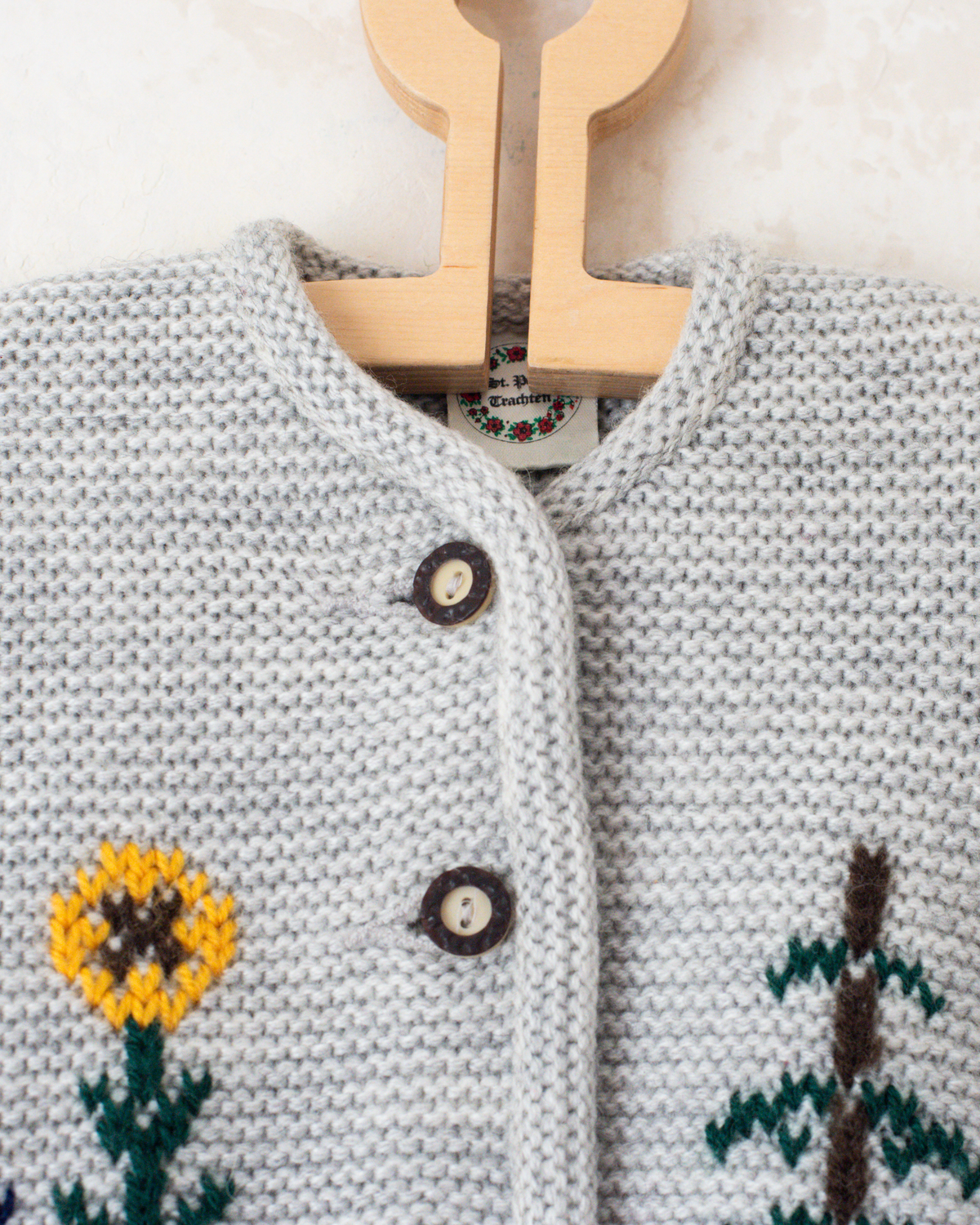 Wool cardigan with birds and mushroom | 9-12 months