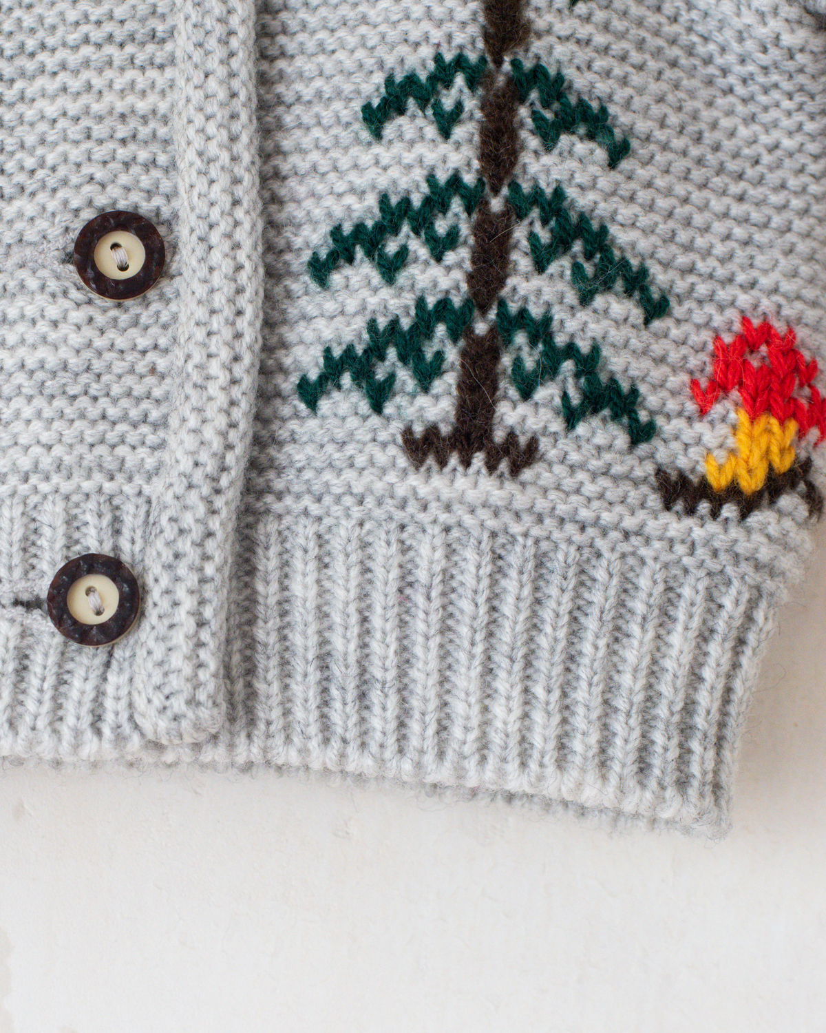 Wool cardigan with birds and mushroom | 9-12 months