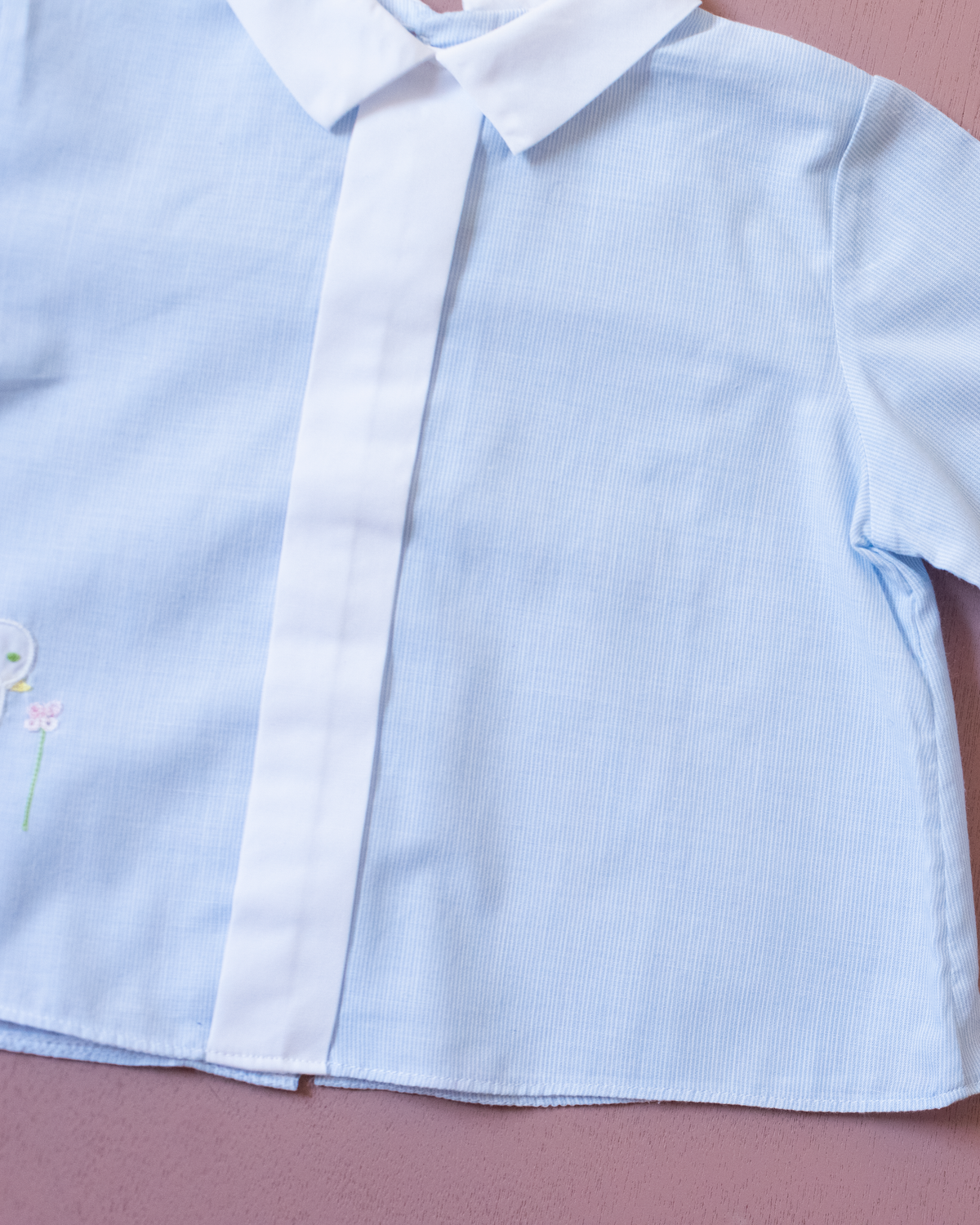 Long striped shirt with embroidered goose | 3-6 months
