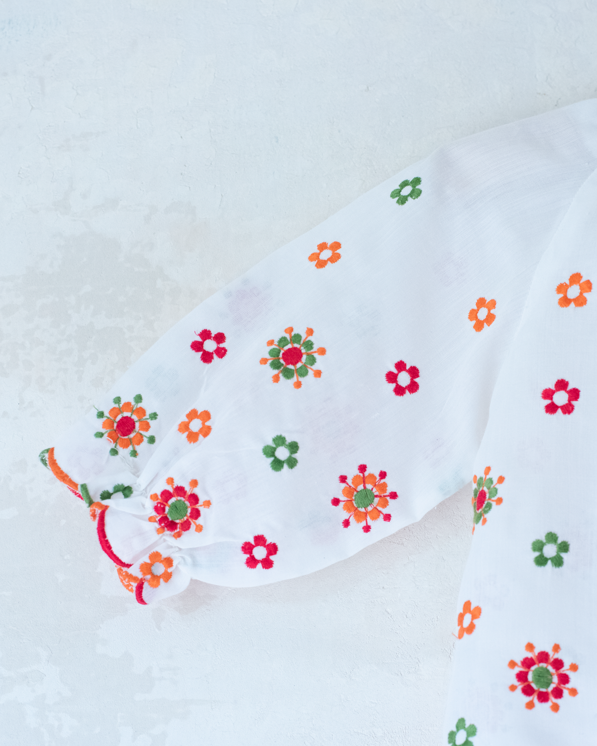 White shirt with colorful floral embroidery | 0-3 months