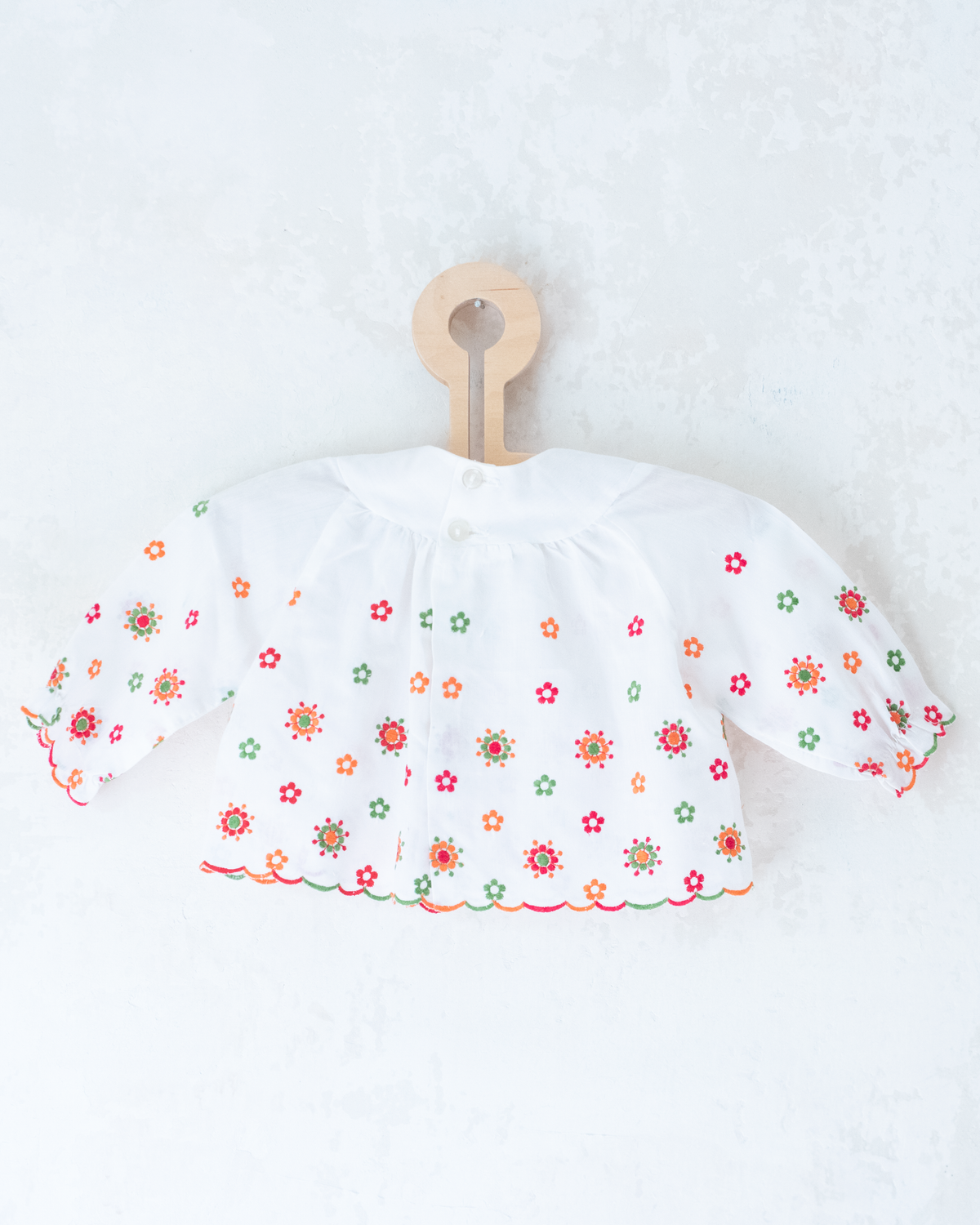 White shirt with colorful floral embroidery | 0-3 months