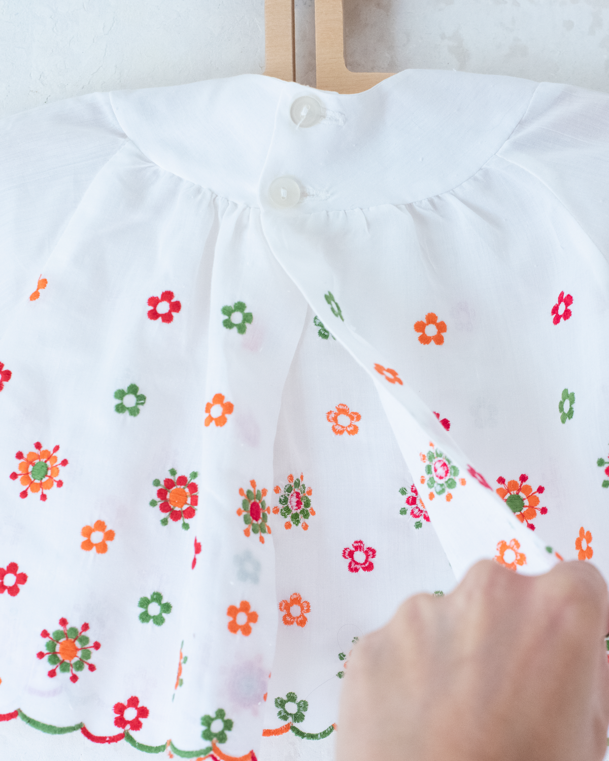White shirt with colorful floral embroidery | 0-3 months