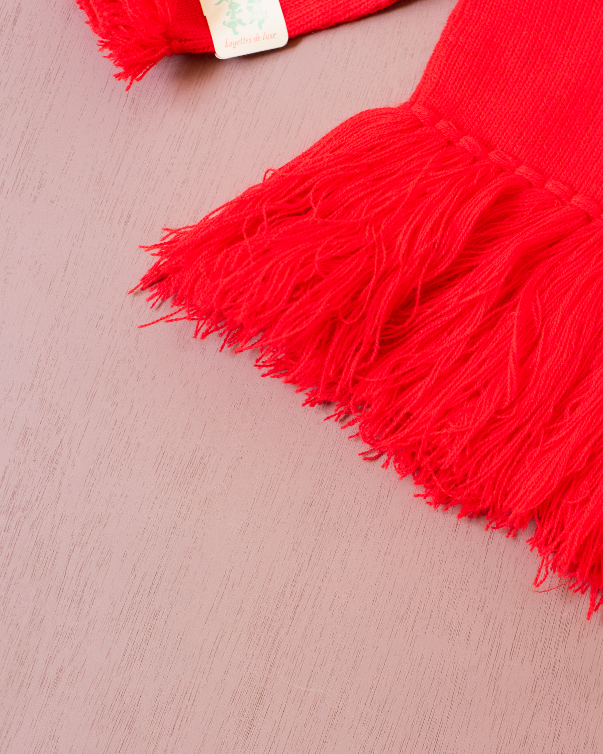 Red knit with fringes | French deadstock from the 70s | 9-12 months