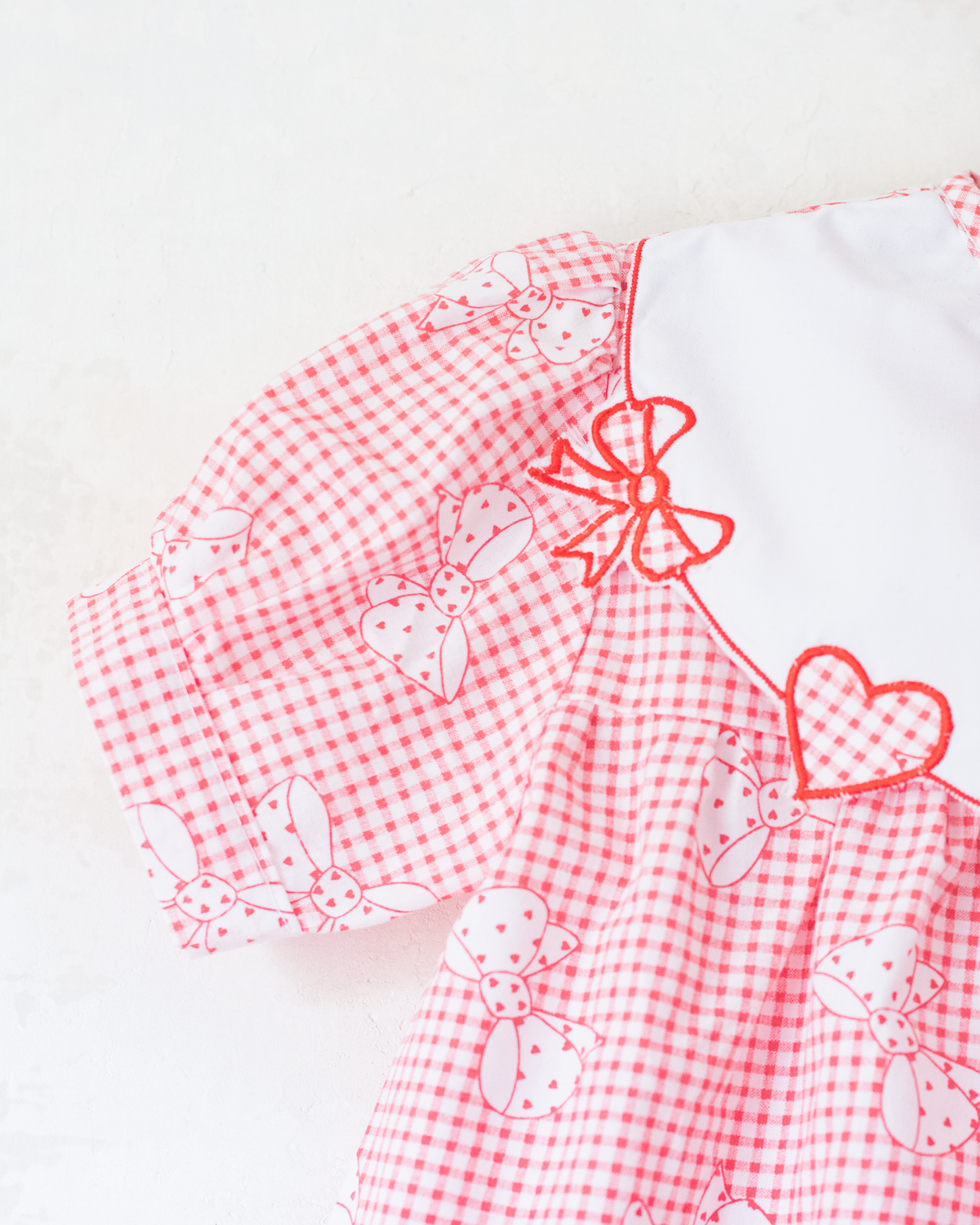 Plaid dress with bow ties and hearts | 12-19 months