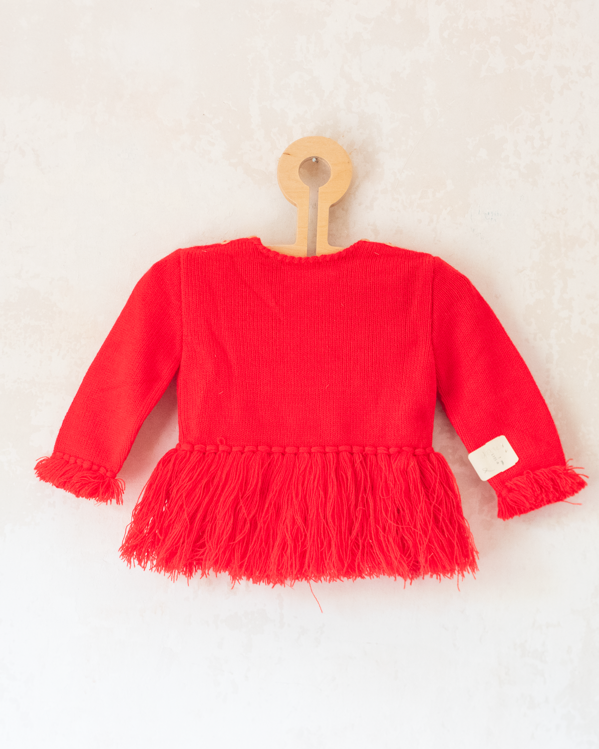 Red knit with fringes | French deadstock from the 70s | 9-12 months