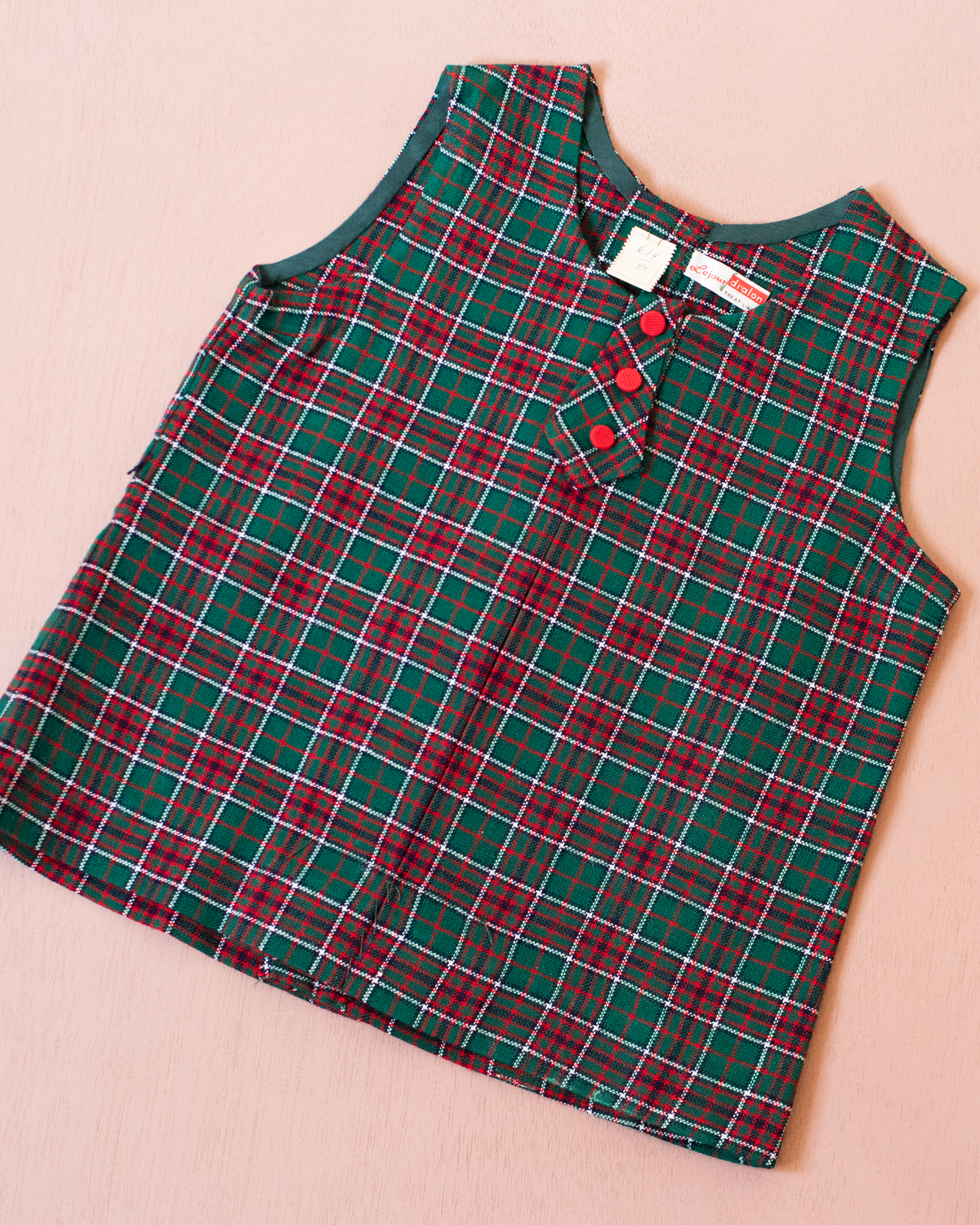 Green Checkered Wool Tank Top | 2-3 Years