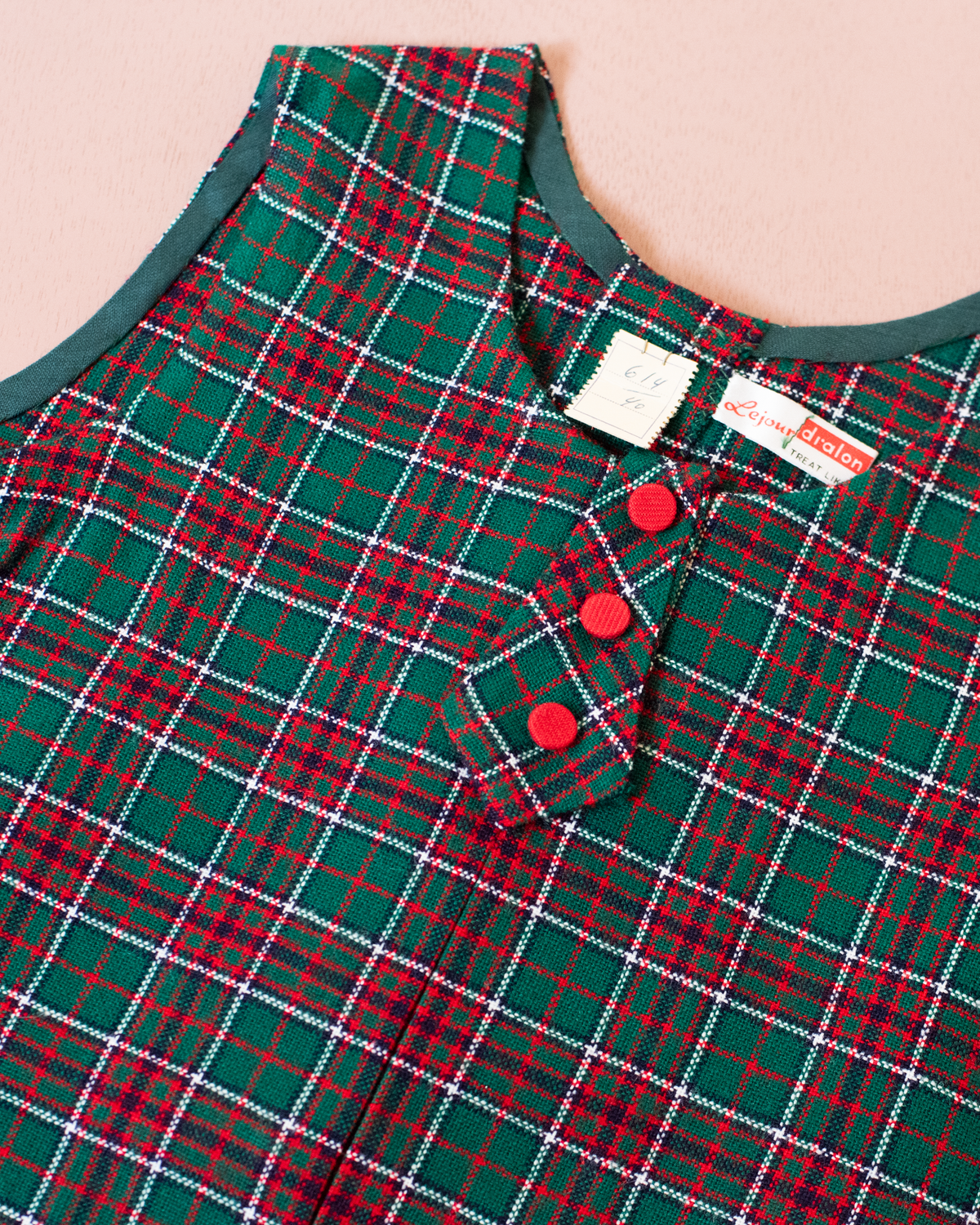 Green Checkered Wool Tank Top | 2-3 Years