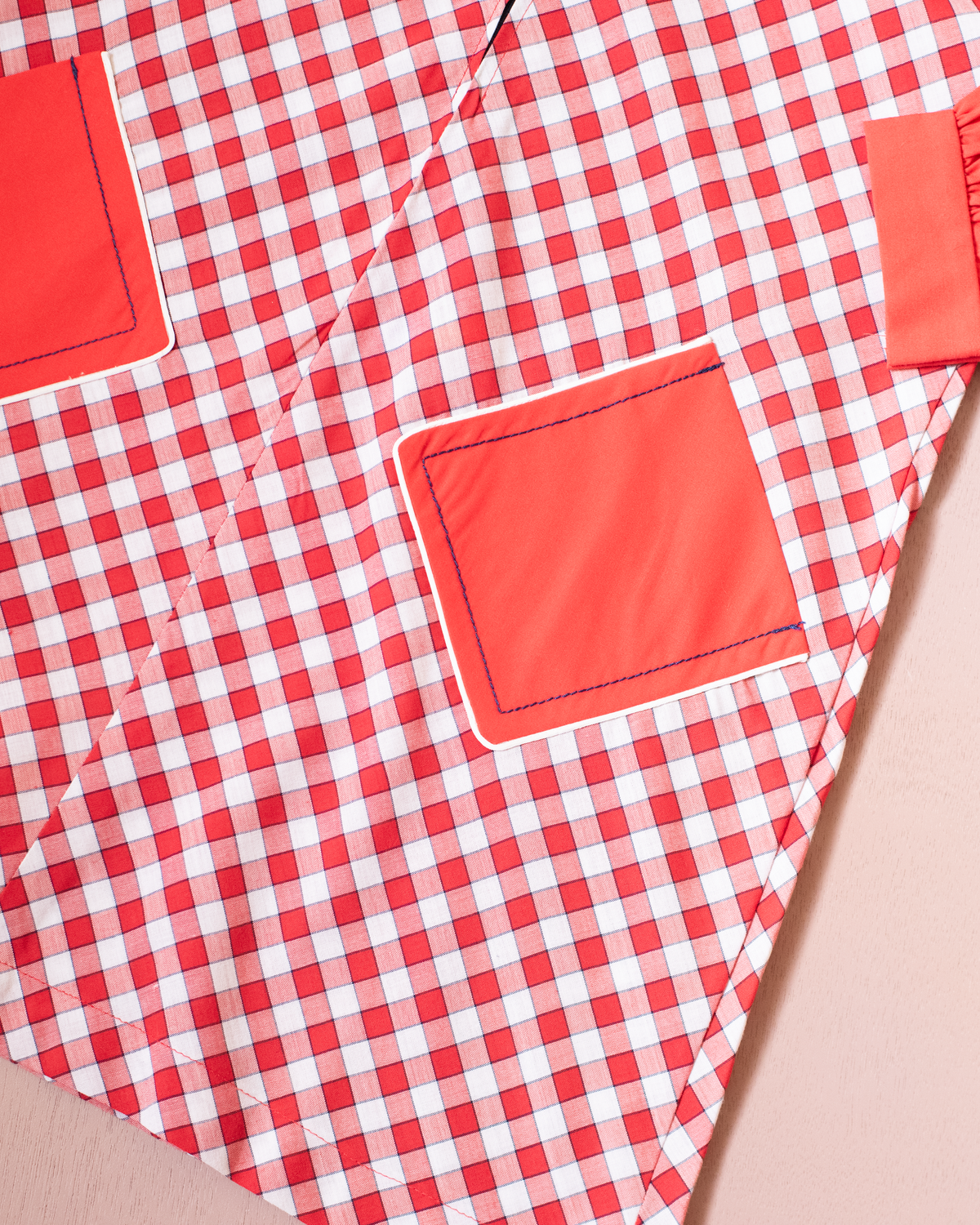 Red and white plaid dress | French deadstock from the seventies | 10-11 years