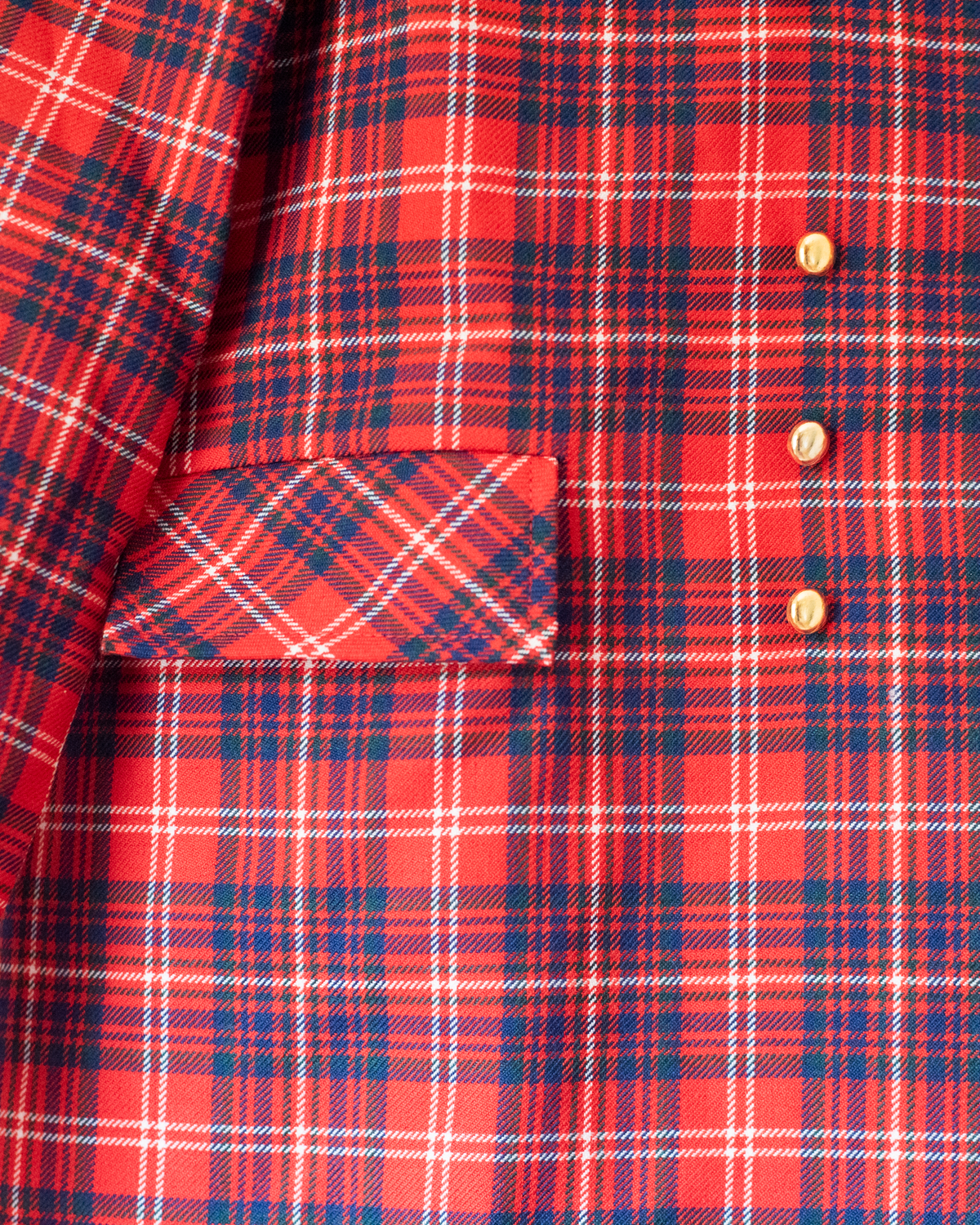 Red plaid jacket with gold buttons | French deadstock | 5-6 years