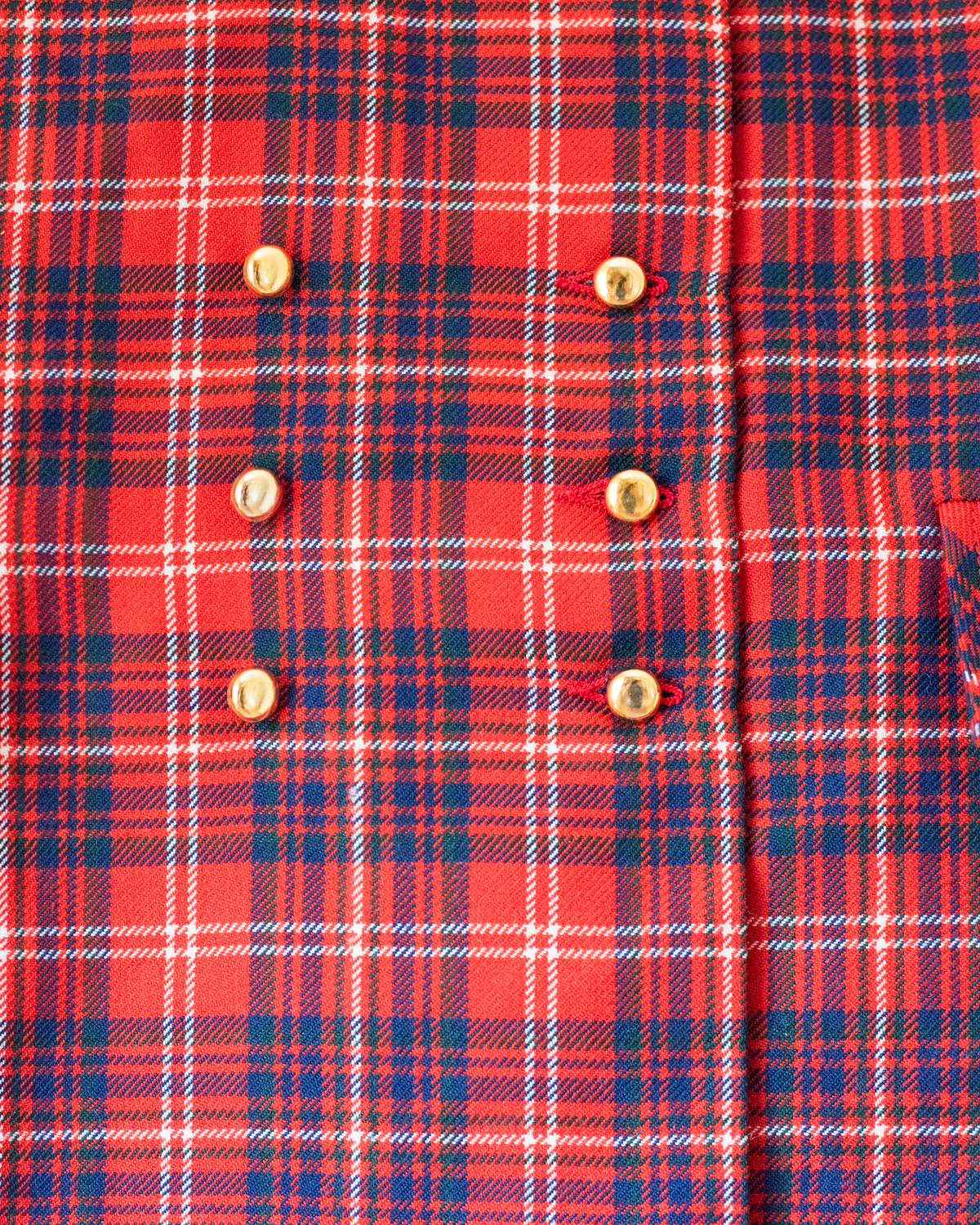 Red plaid jacket with gold buttons | French deadstock | 5-6 years