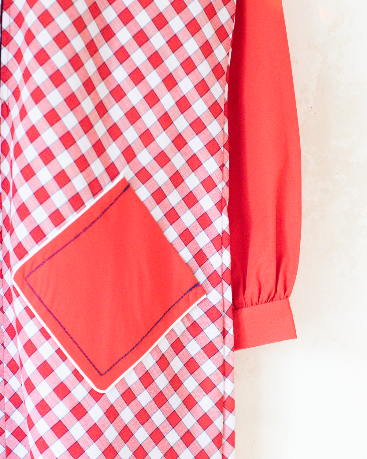 Red and white plaid dress | French deadstock from the seventies | 10-11 years