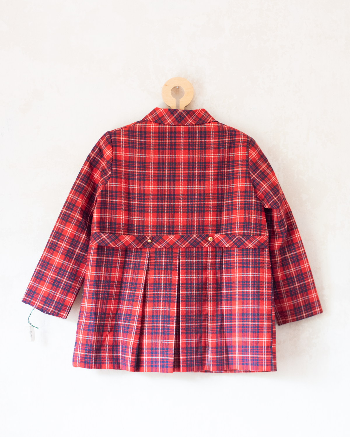 Red plaid jacket with gold buttons | French deadstock | 5-6 years