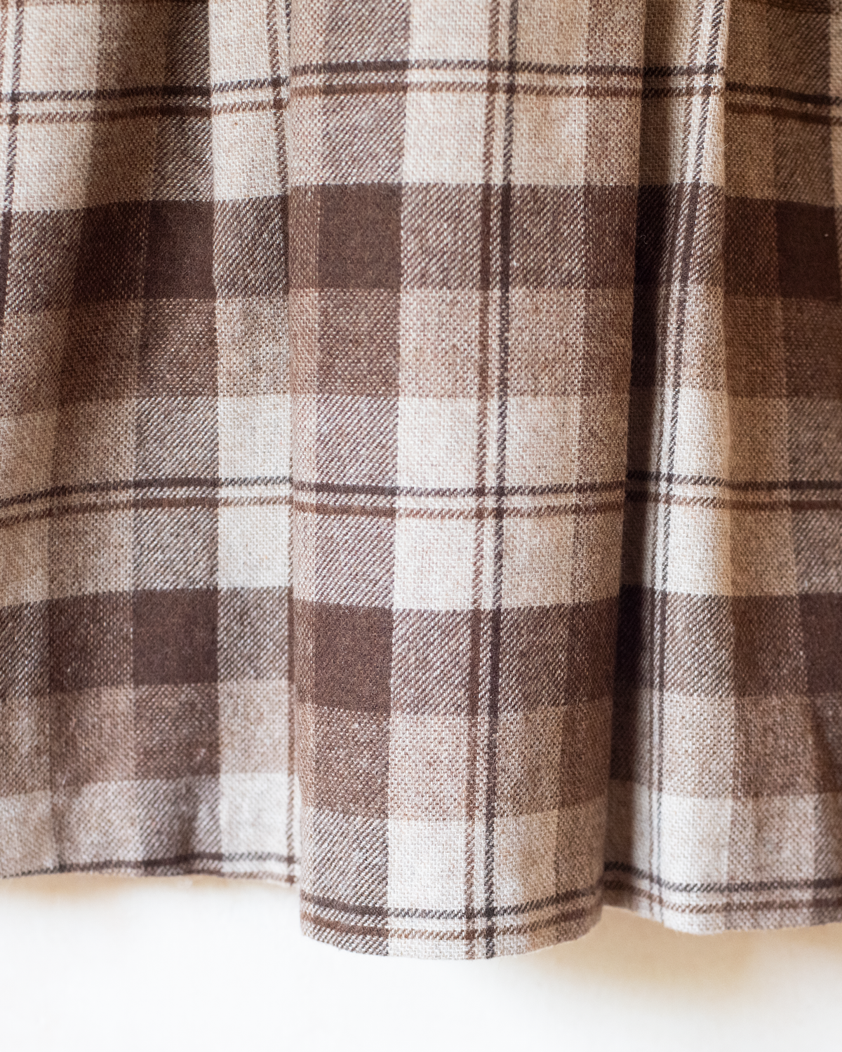 Brown Plaid Wool Dress | French Deadstock from the Seventies | 7-8 Years