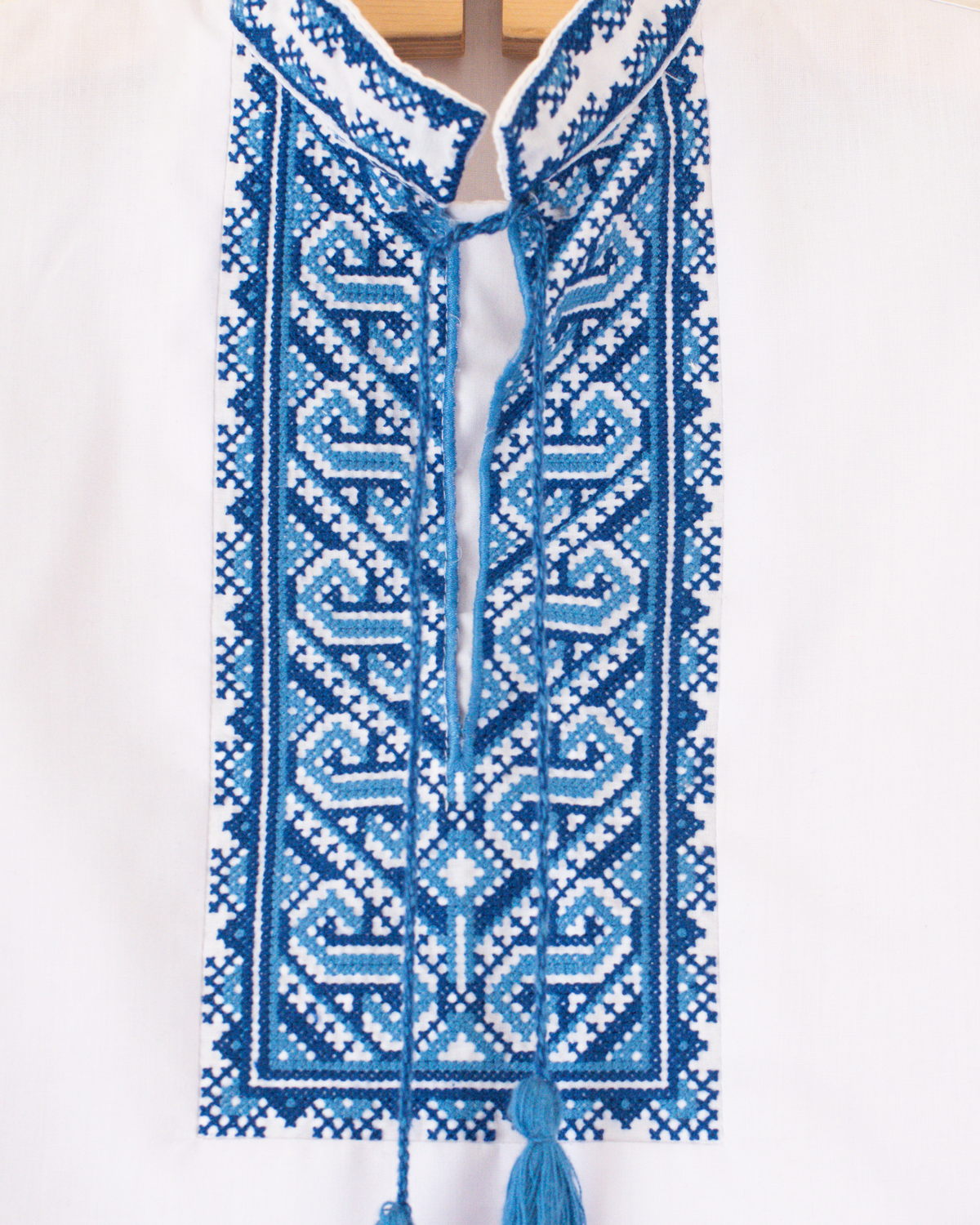White shirt with blue ethnic embroidery | 2-3 years