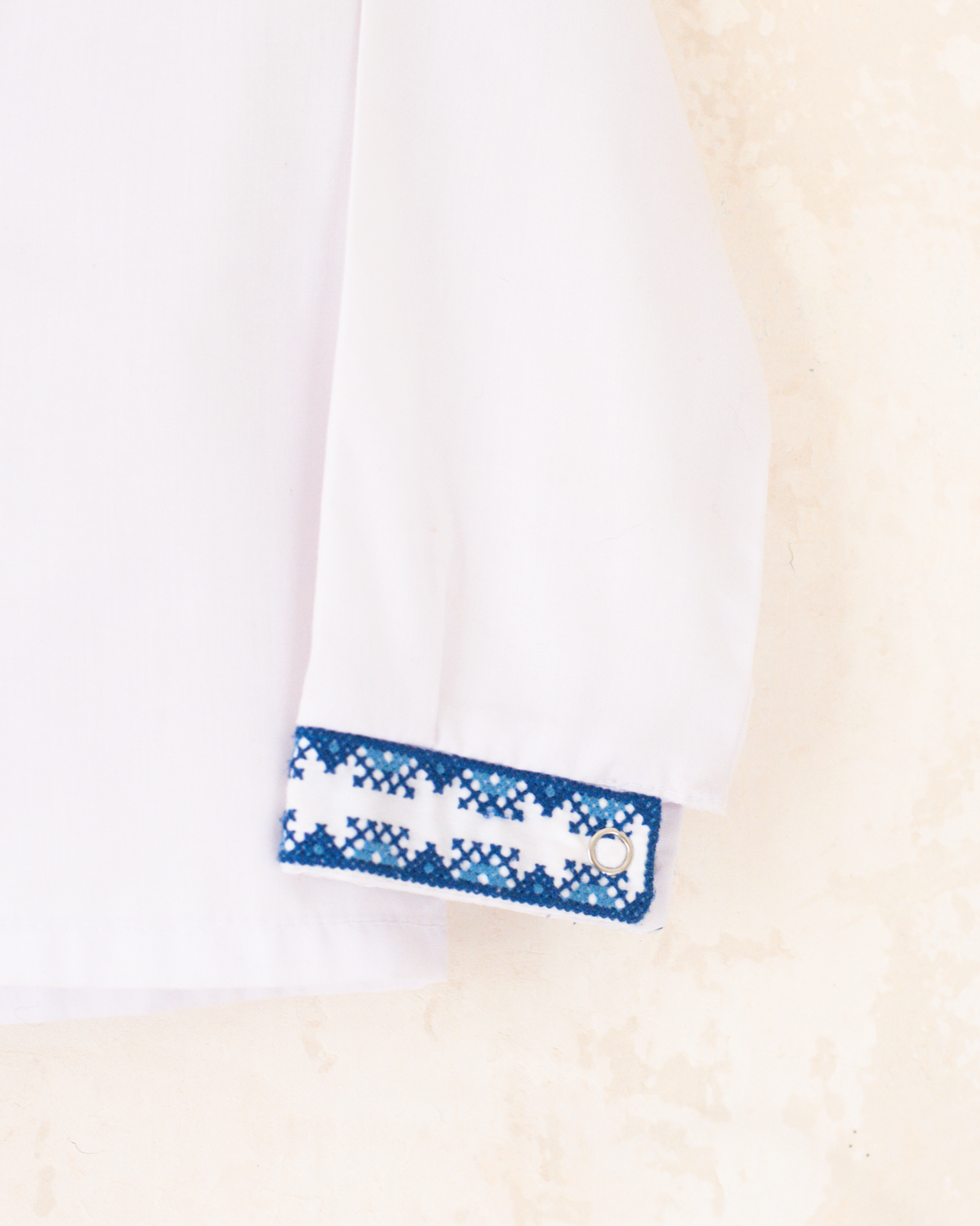White shirt with blue ethnic embroidery | 2-3 years