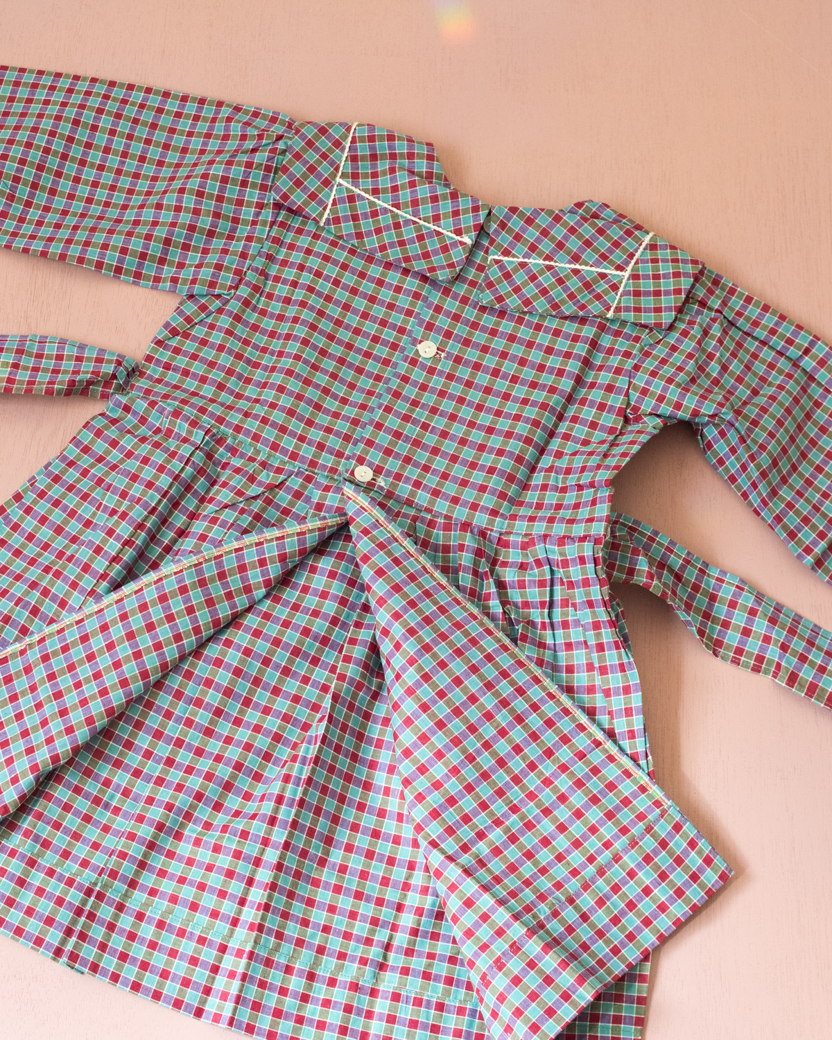 Plaid Tunic with Sailor Collar | French Deadstock from the 70's | 5-6 Years
