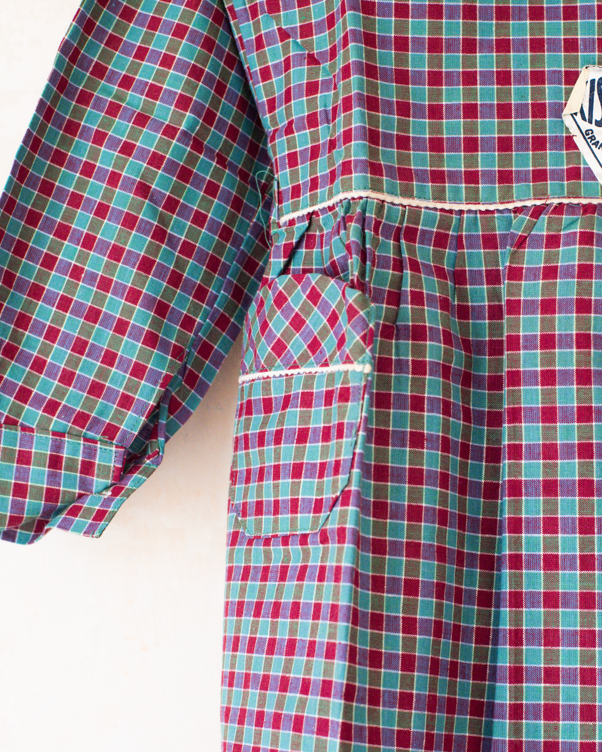 Plaid Tunic with Sailor Collar | French Deadstock from the 70's | 5-6 Years