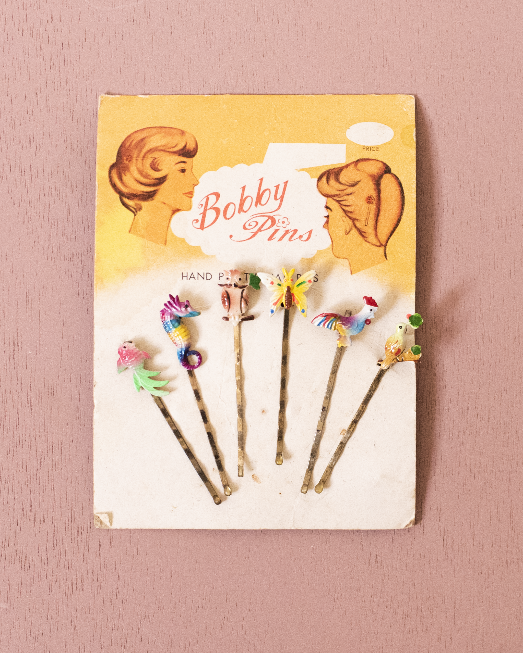 Animals | Vintage 50/60&#39;s hand painted 6 hair pins | New old stock