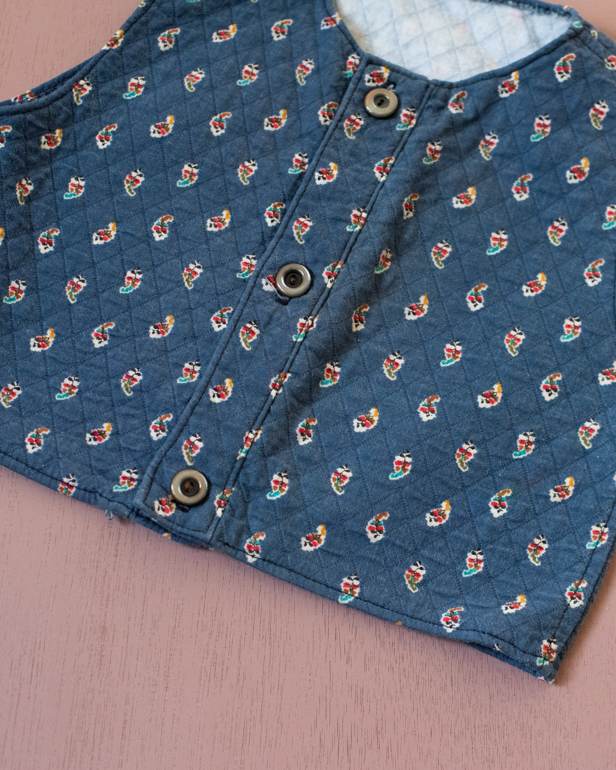 Blue vest with colorful paisley | 12-18 months