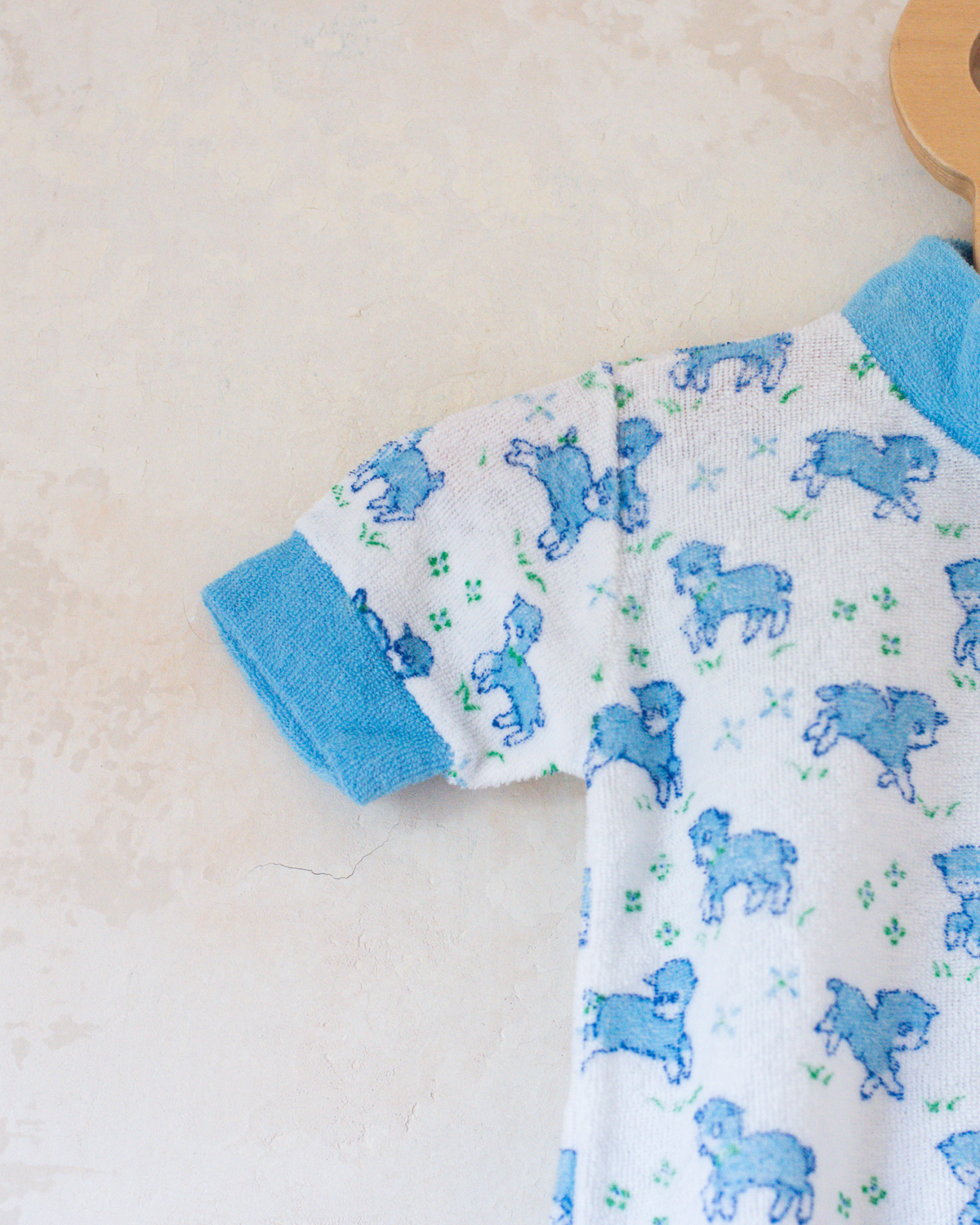 Towel fabric set with sheep in light blue | 18-24 months