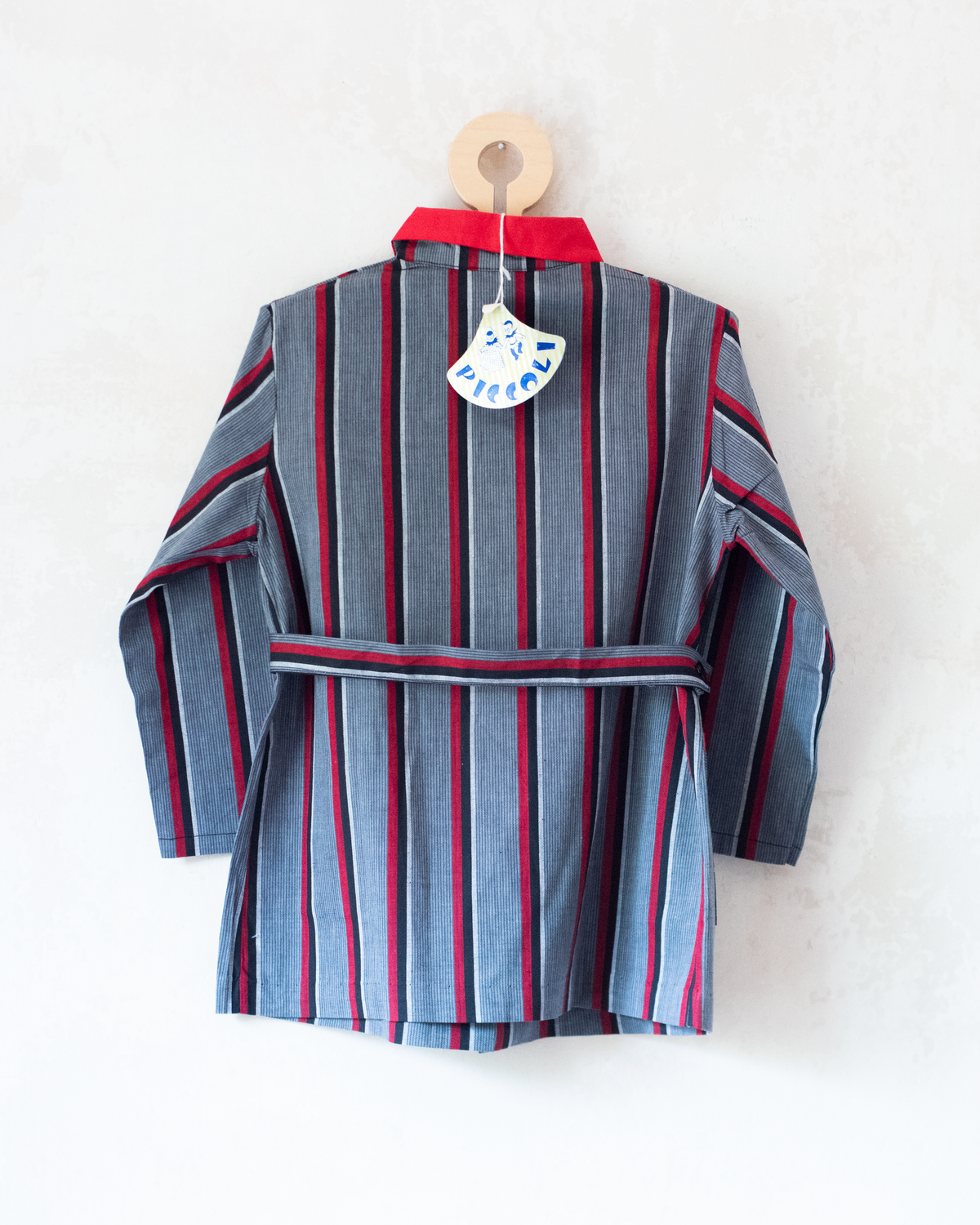 Striped shirt with red collar | French deadstock from the seventies | 6-7 years