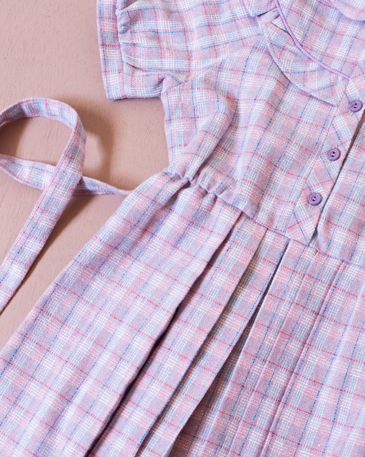 Purple Plaid Wool Dress | French Deadstock | 4-5 Years