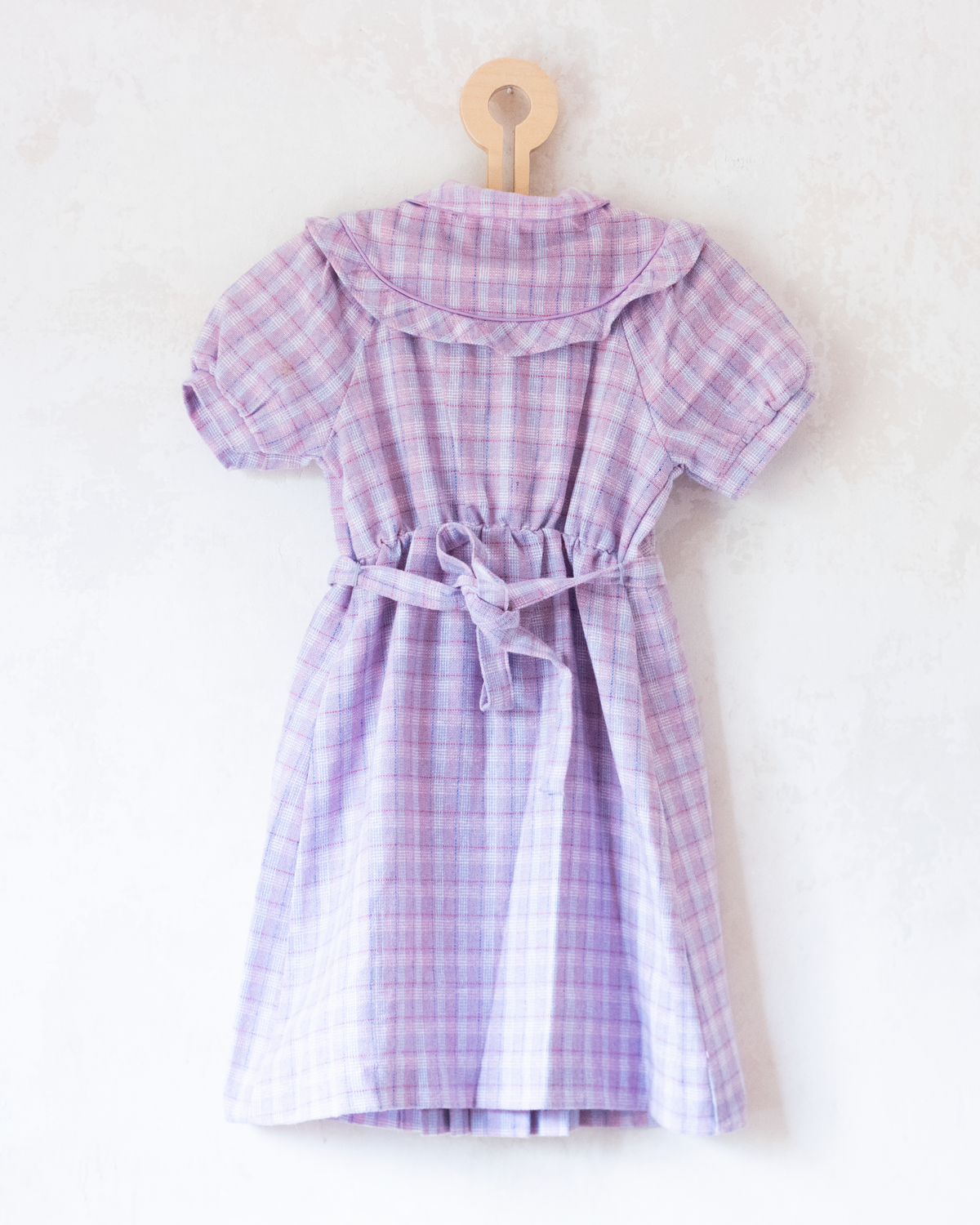 Purple Plaid Wool Dress | French Deadstock | 4-5 Years