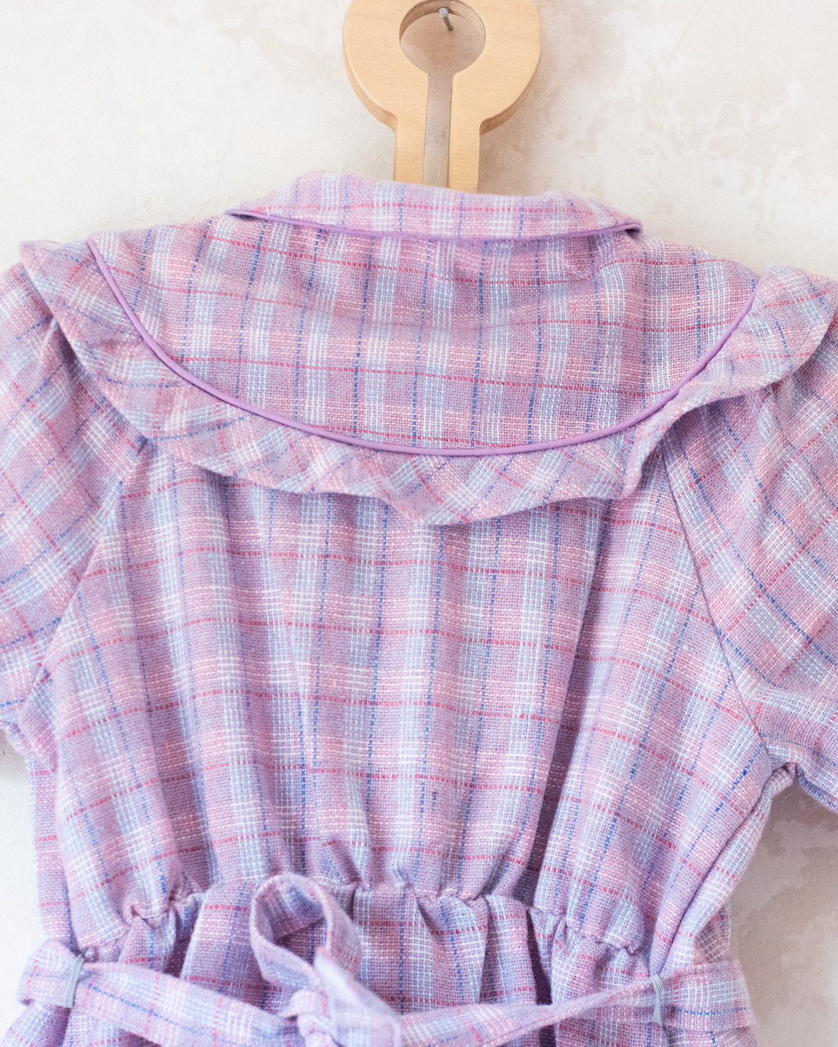 Purple Plaid Wool Dress | French Deadstock | 4-5 Years