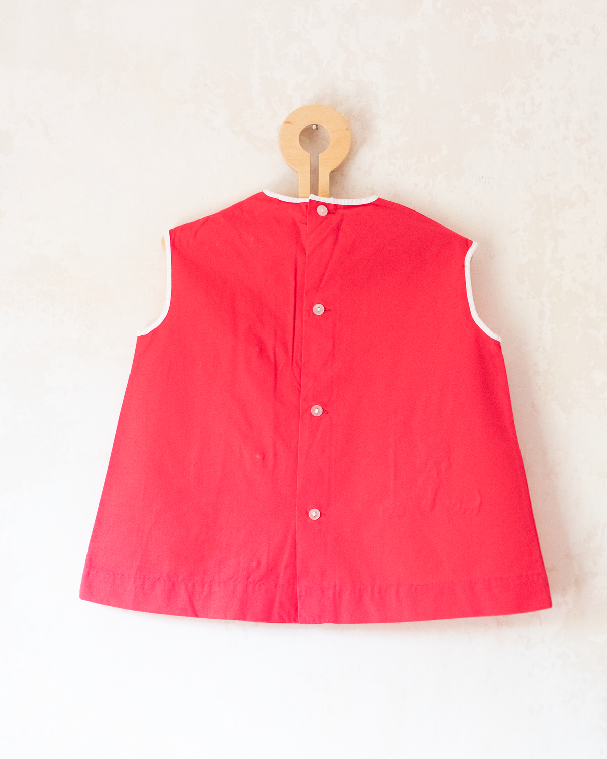 Red tunic/dress with dog and street lamp girl embroidery | 9-12 months