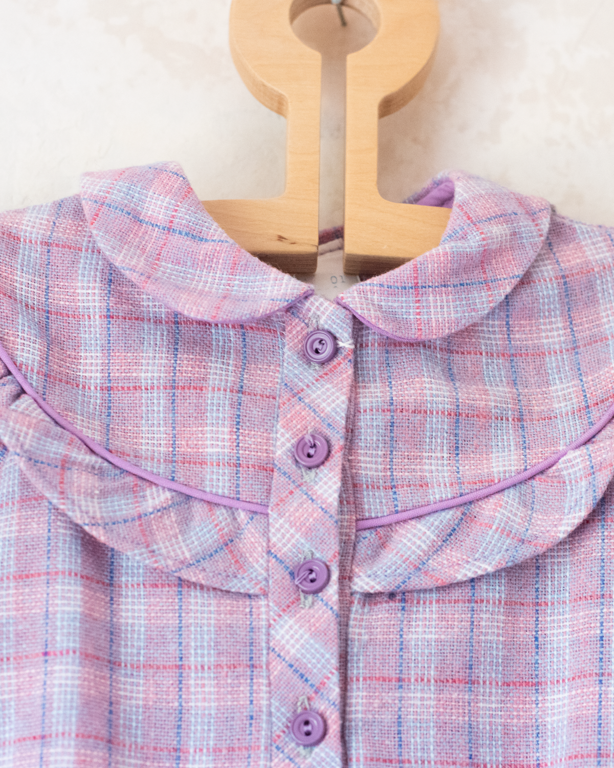 Purple Plaid Wool Dress | French Deadstock | 4-5 Years