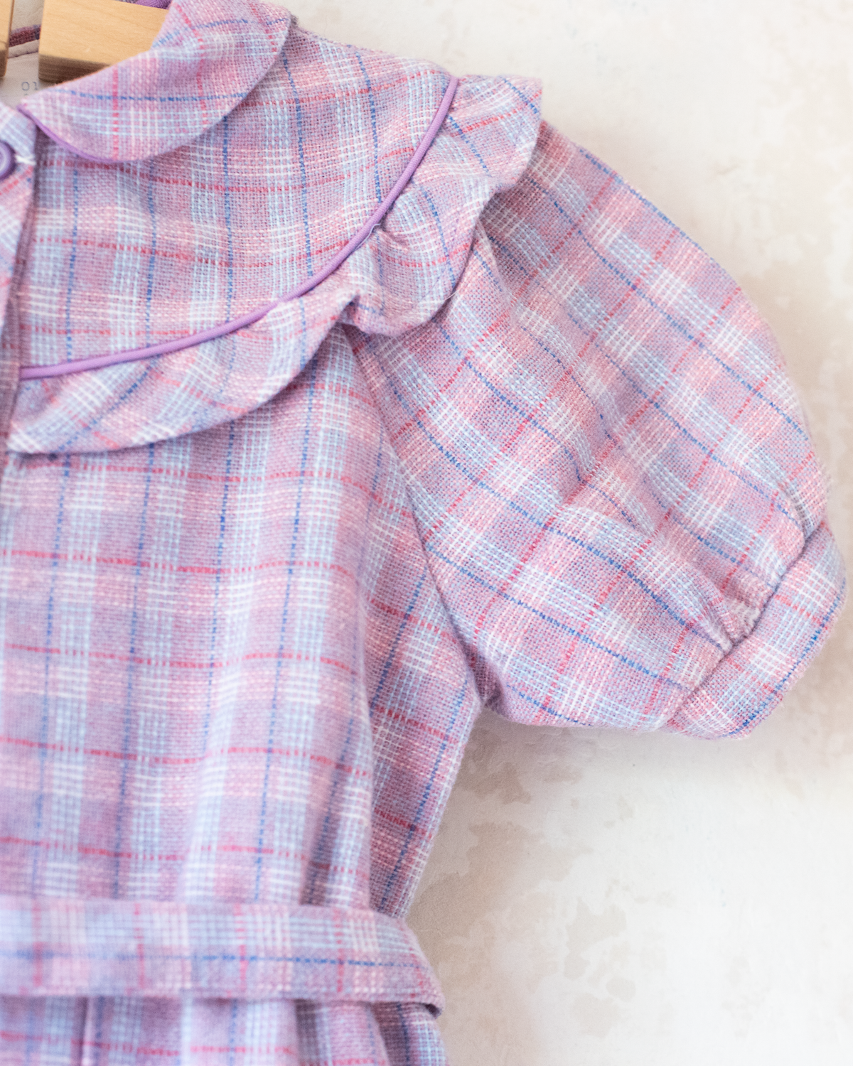 Purple Plaid Wool Dress | French Deadstock | 4-5 Years