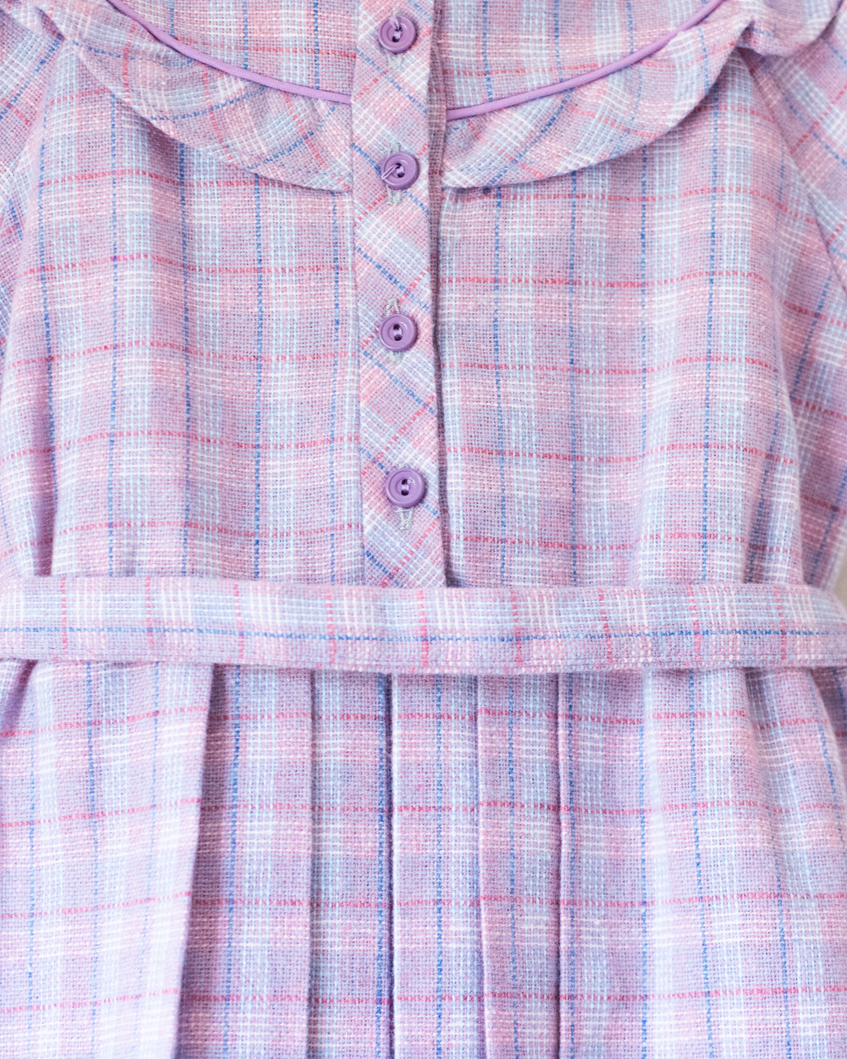 Purple Plaid Wool Dress | French Deadstock | 4-5 Years
