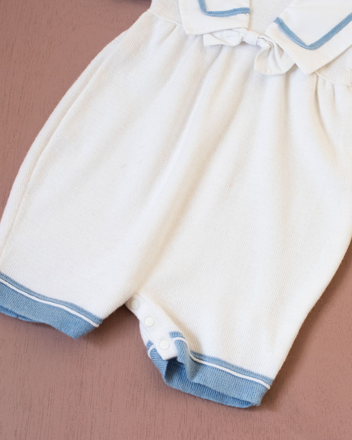 Knitted White Sailor Romper | 18-24 Months