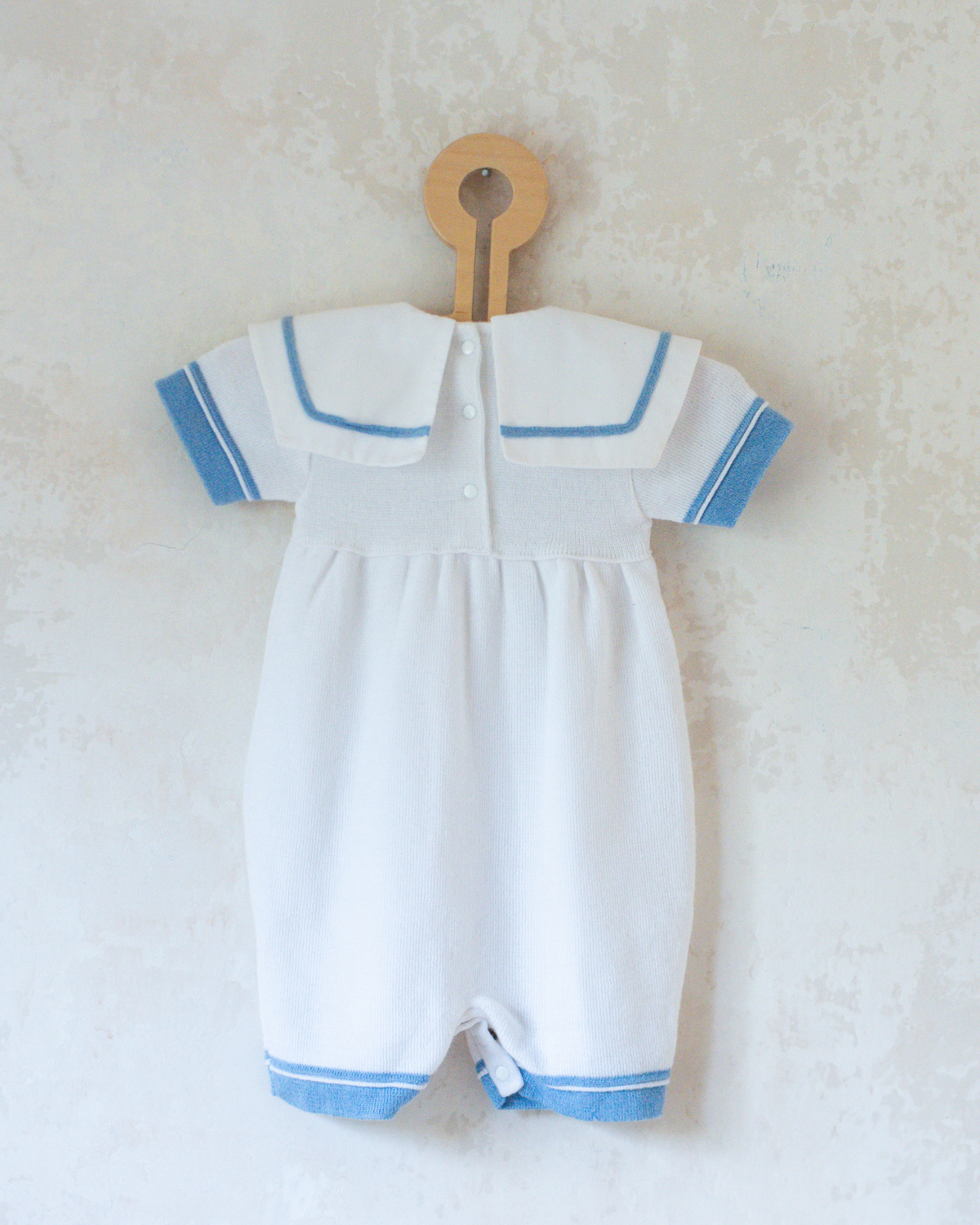 Knitted White Sailor Romper | 18-24 Months