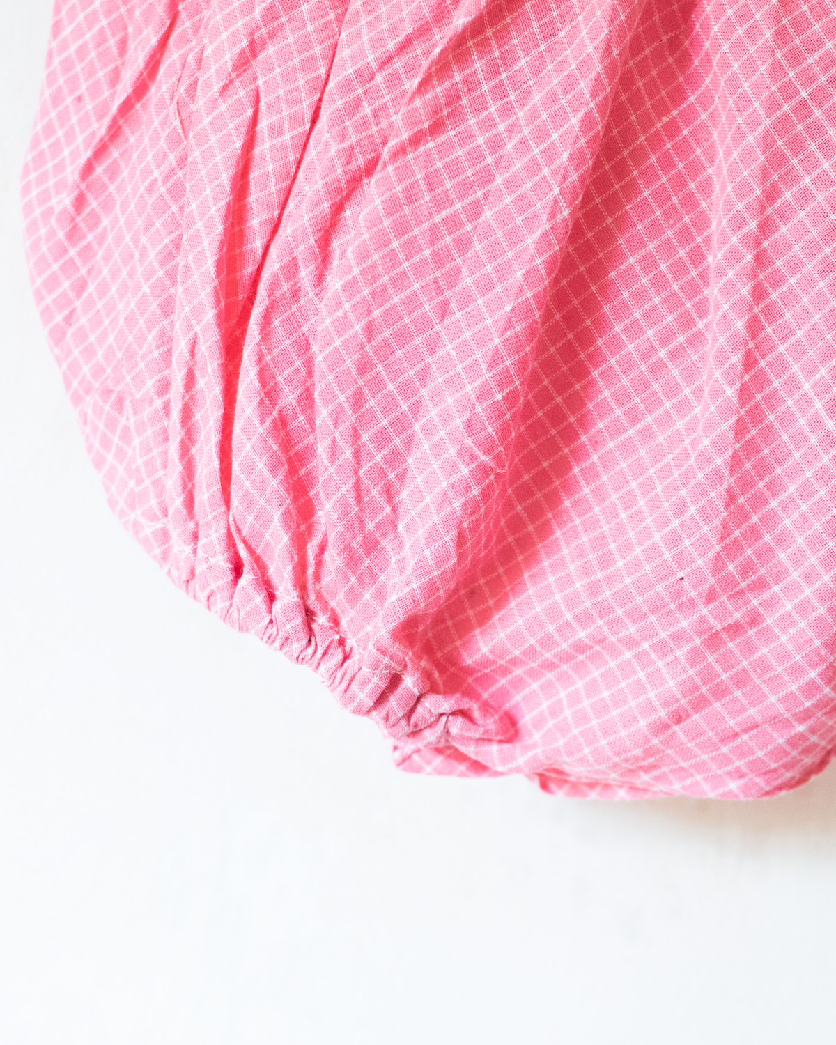Pink heart-shaped plaid romper | 12-18 months