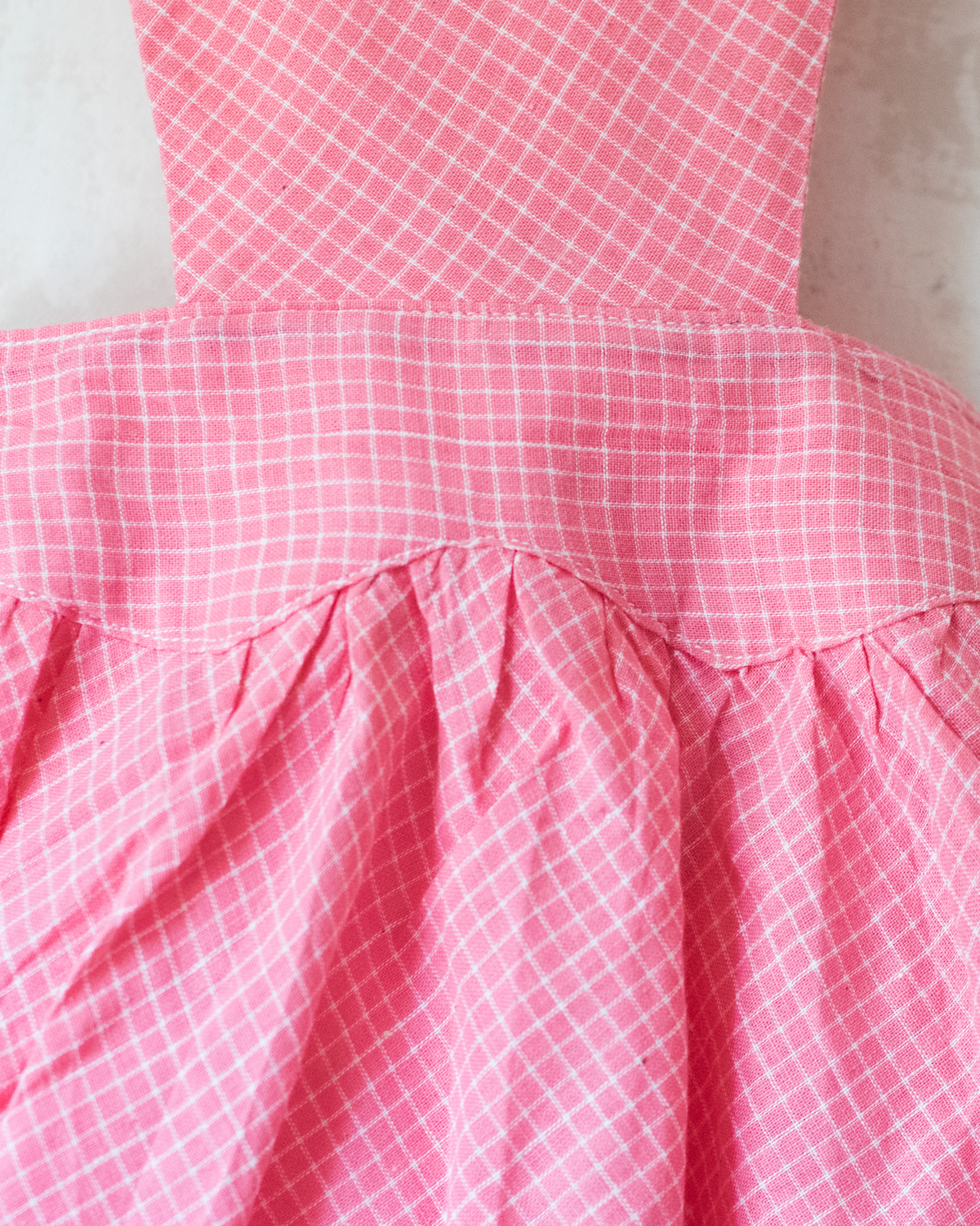 Pink heart-shaped plaid romper | 12-18 months