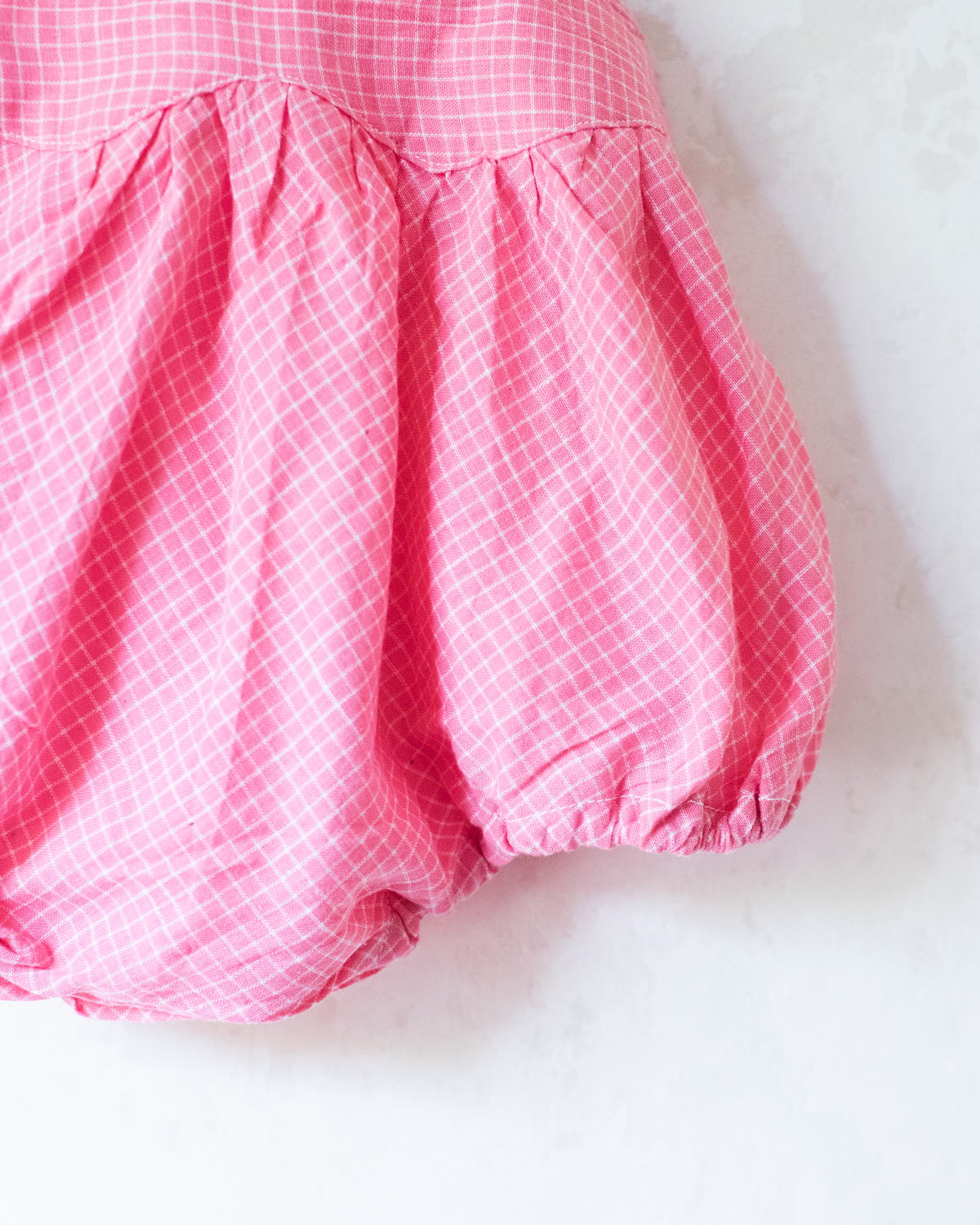 Pink heart-shaped plaid romper | 12-18 months
