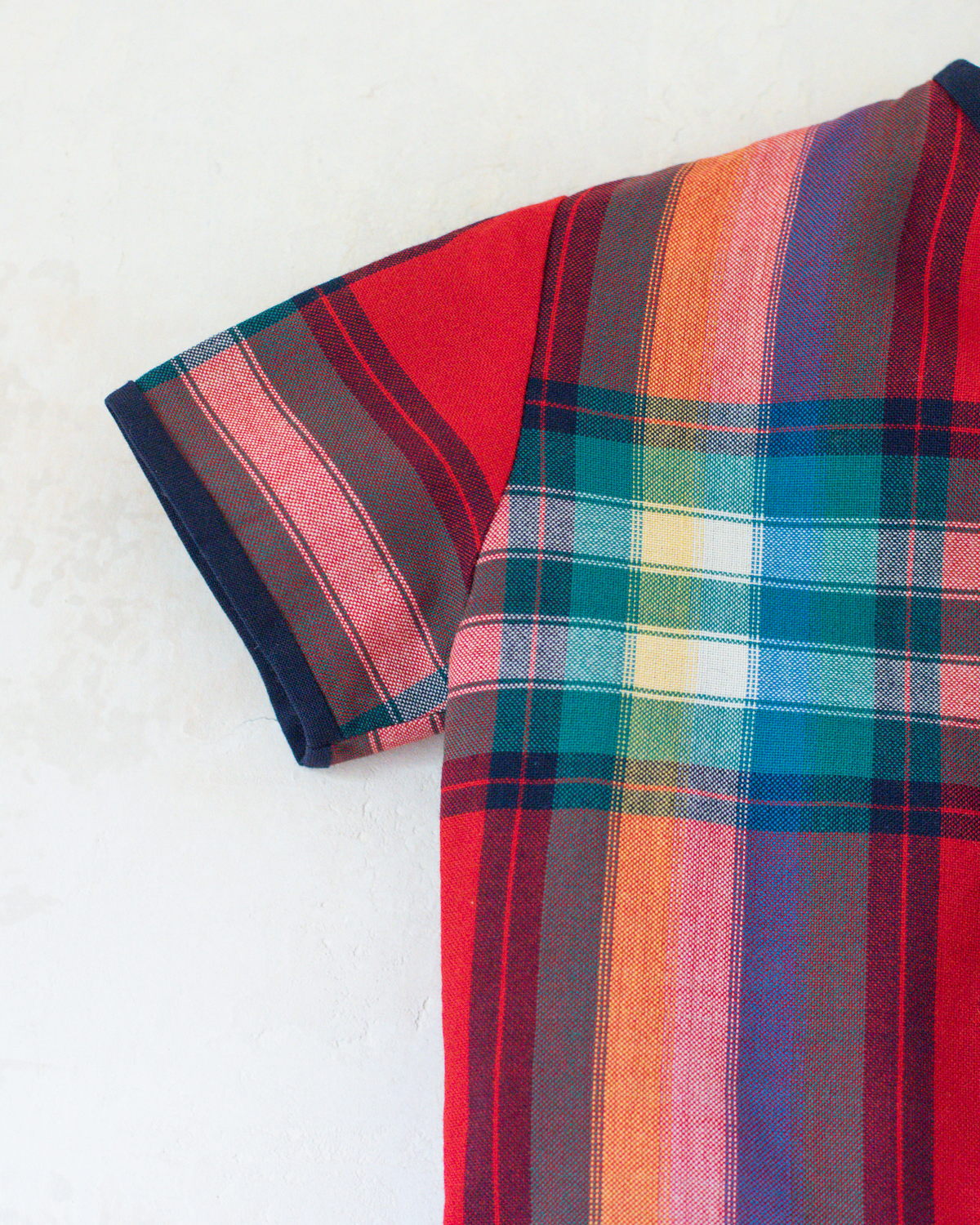French plaid dress with tie and pleats | 9-12 months