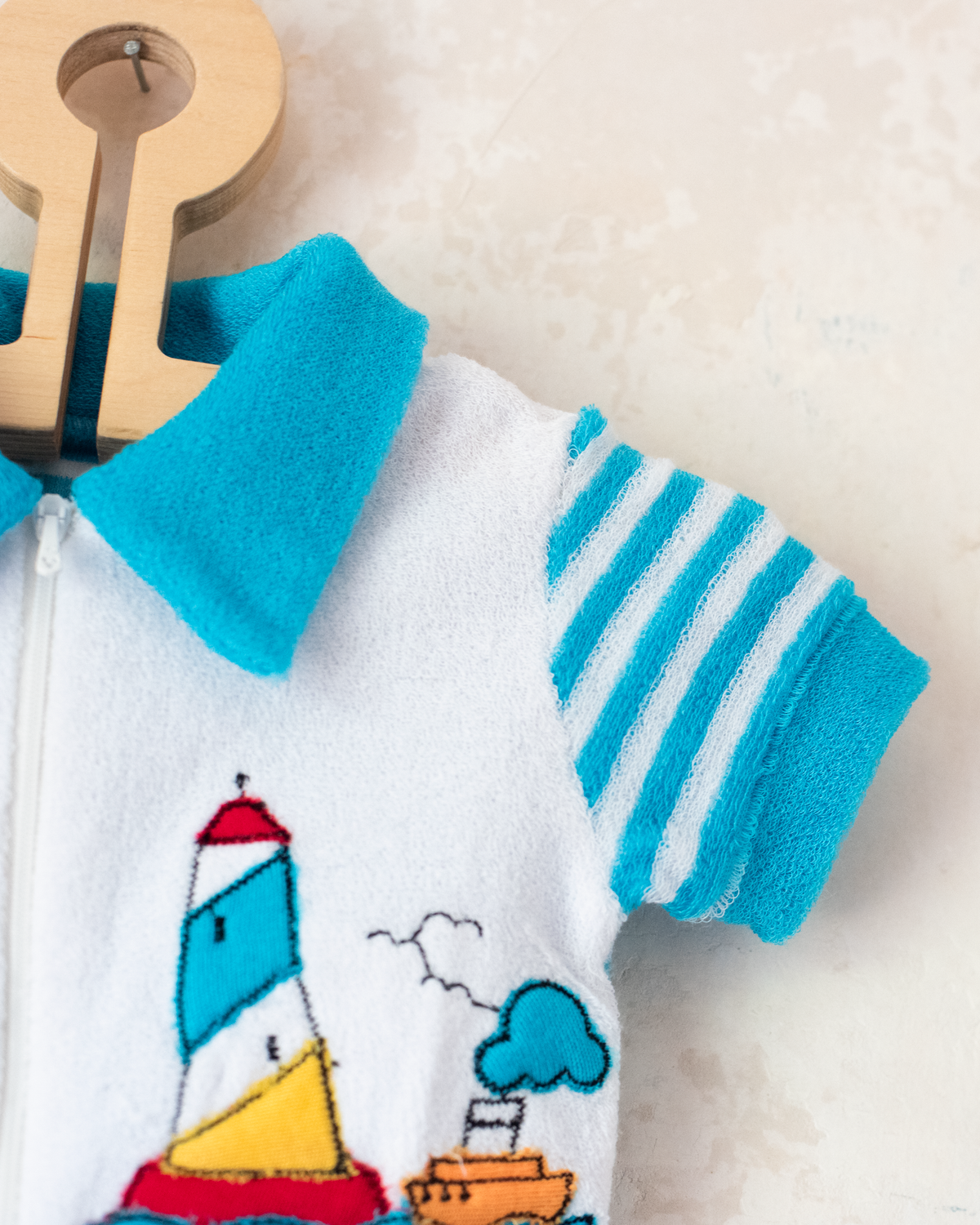 Towel Overalls with Stripes and Lighthouse | Spanish Dead Stock | 3-6 Months