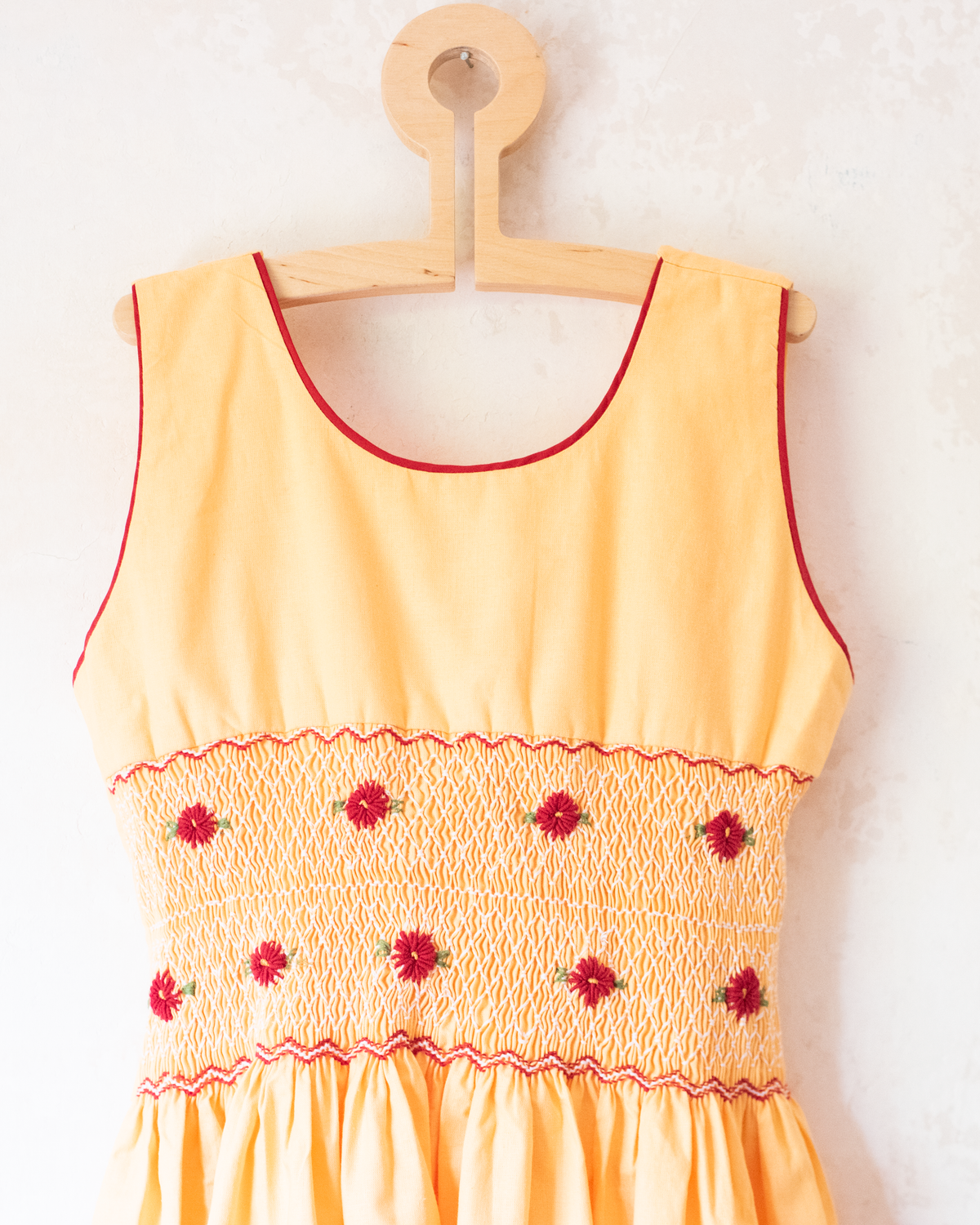 Yellow dress with ruffles and red flowers | 13-14 months