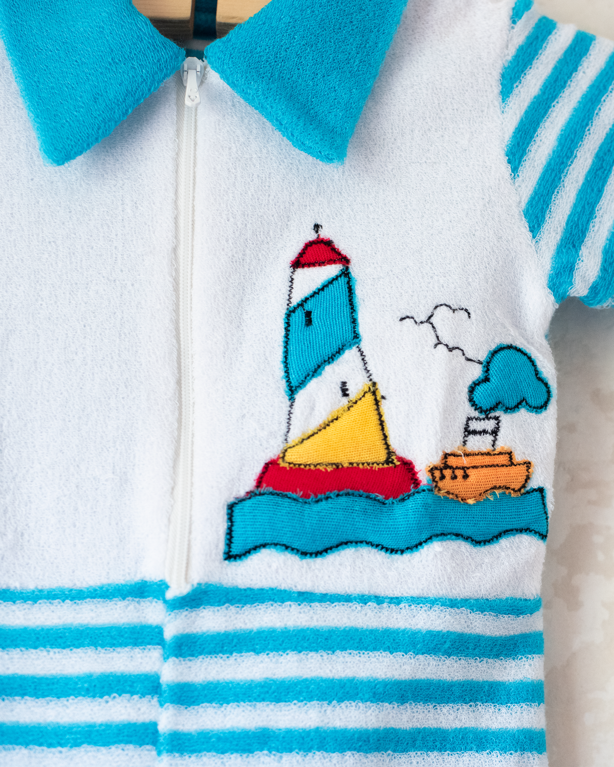 Towel Overalls with Stripes and Lighthouse | Spanish Dead Stock | 3-6 Months