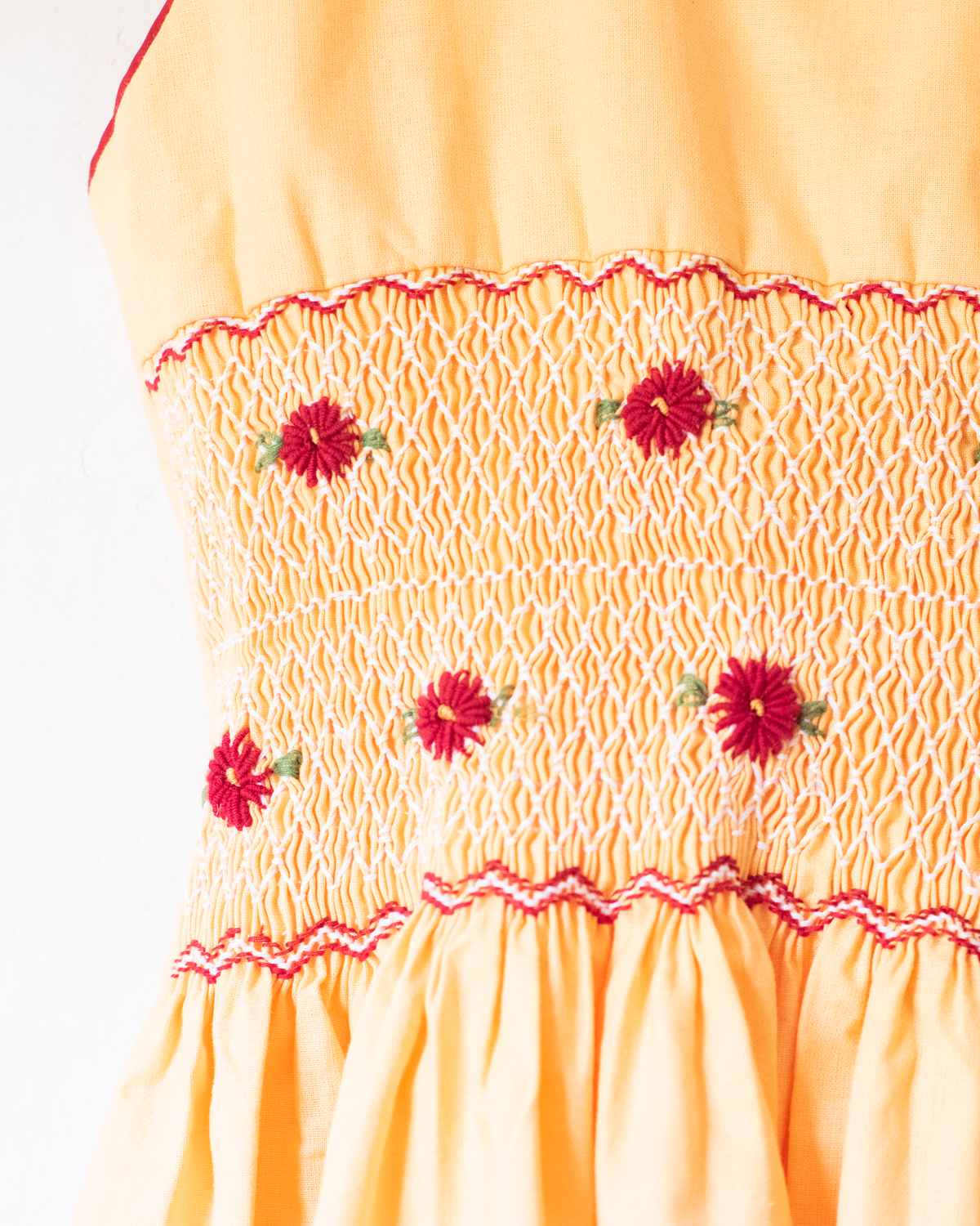 Yellow dress with ruffles and red flowers | 13-14 months