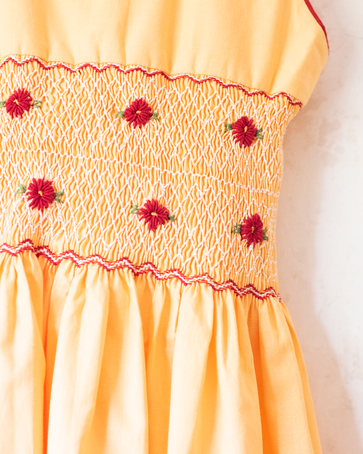 Yellow dress with ruffles and red flowers | 13-14 months