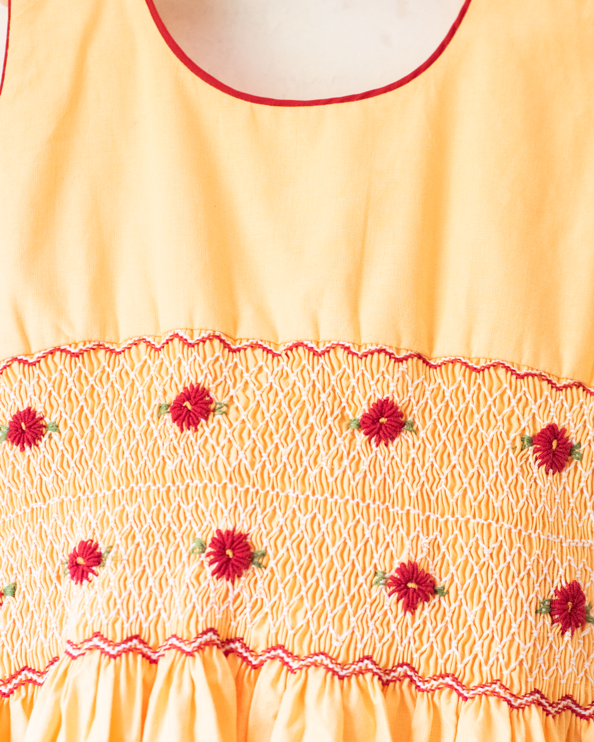 Yellow dress with ruffles and red flowers | 13-14 months