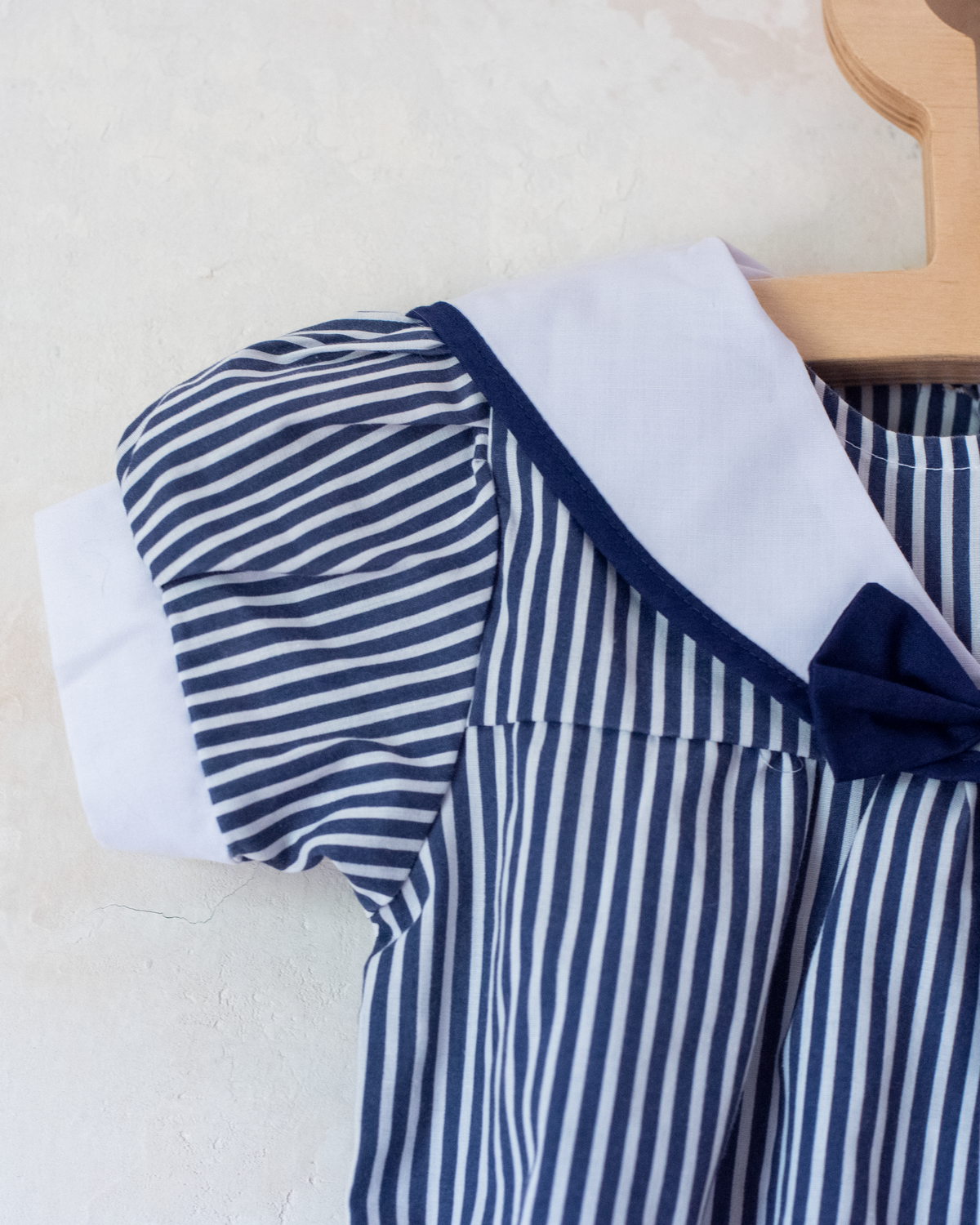 Striped overalls and embroidered boat | 3-6 months